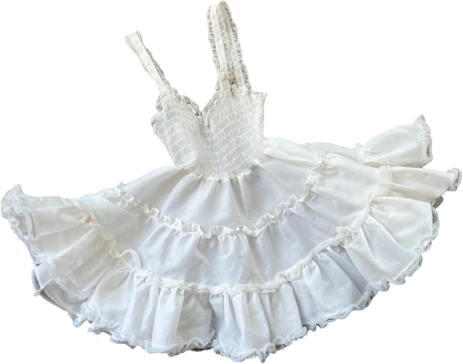 Semi Sheer Lace Tiered Petticoat Dress By Polly Pigtails