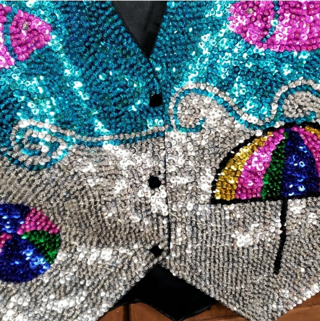 Sequined Beach Scene Vest by Serious Fun - Image 5