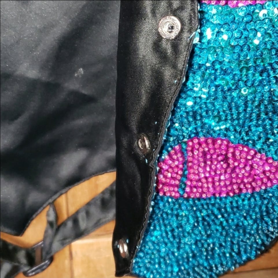 Blue and Pink Sequined Fish Vest by Serious Fun - Image 7