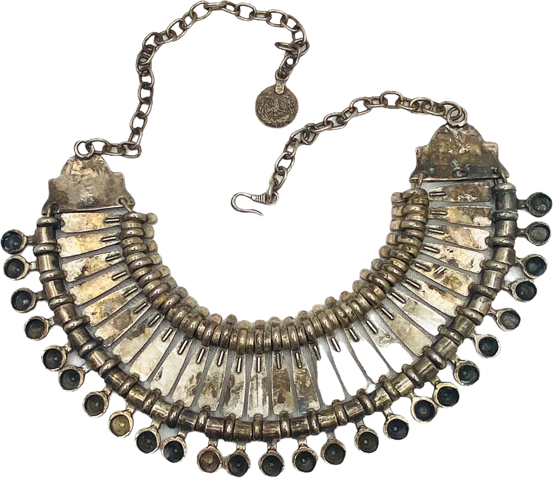 Seraglio Turkish Silver Tone Cascading Heavy Statement Necklace by Seraglio