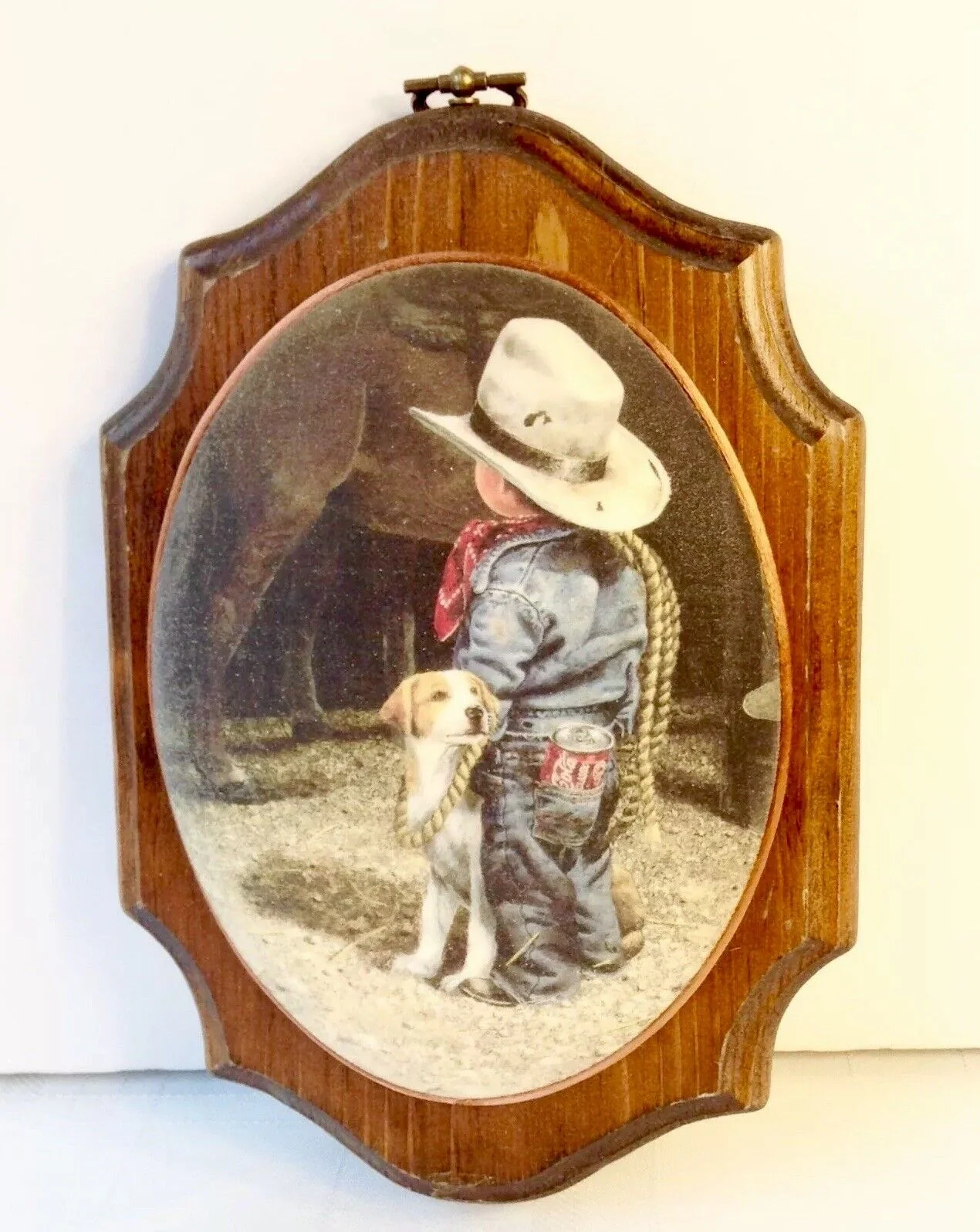 Set of 2 Beaded Glass Wall Plaques of Cowboy Children by Cindy &amp; Mike Rust - Image 3