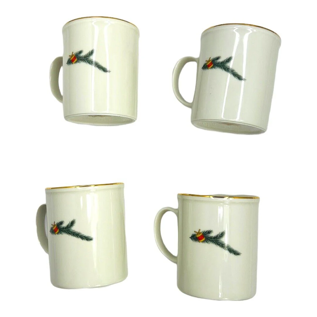 Set of 4 Royal Gallery 6377 Christmas Tree Coffee Mugs Cups Gold Trim by Royal Gallery - Image 2