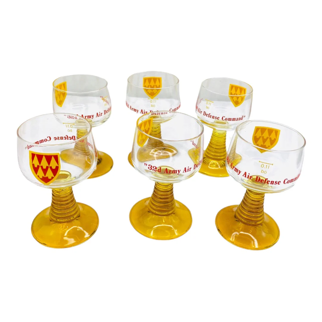 Set of 7 Aadcom Crest Cordials Glasses Stand 32nd Army Air Defense Command 70s by 32nd Army Air Defense - Image 4