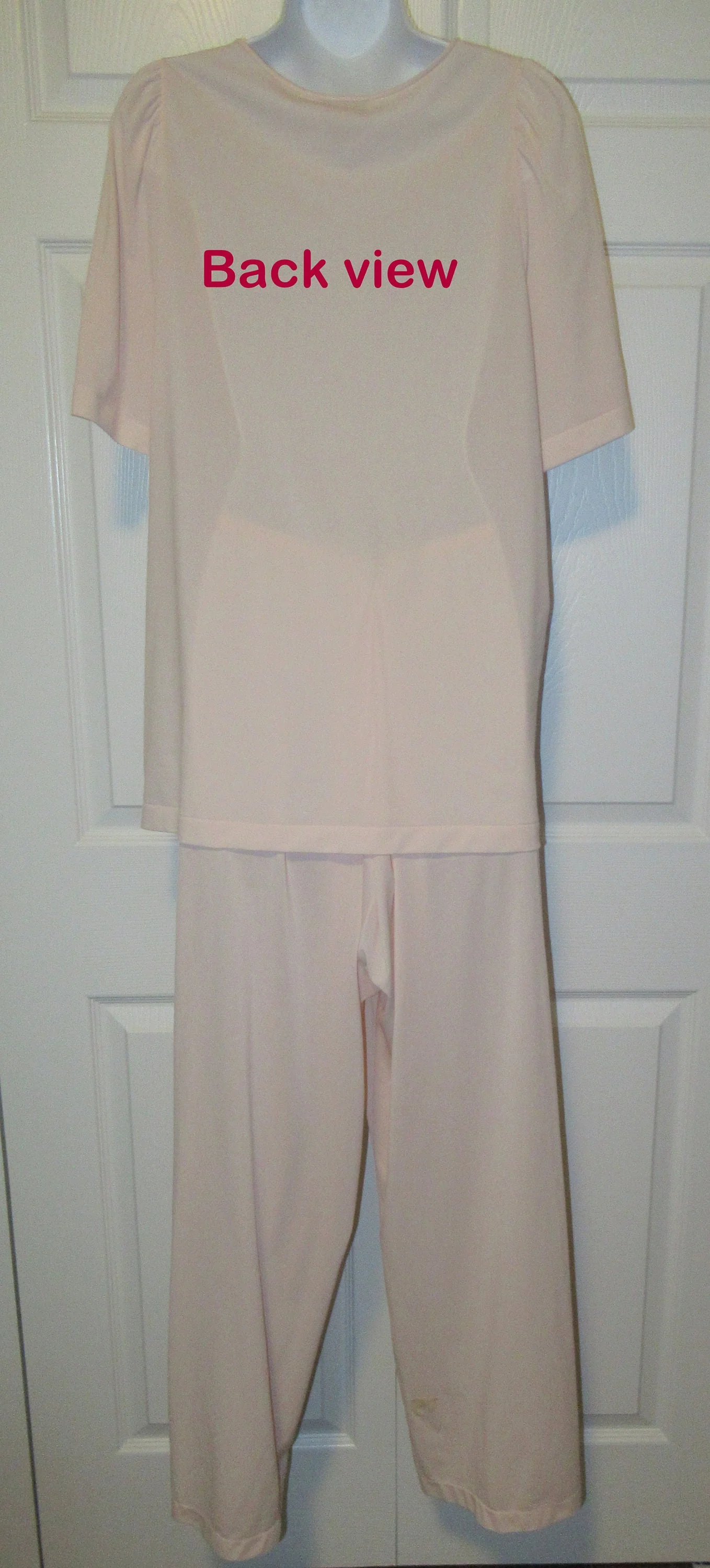Shadowline Pajama Set Pastel Pink Nylon Button Front Short Sleeve Top Elastic Pants Floral Embroidery Yoke Pretty Vintage by Shadowline - Image 10