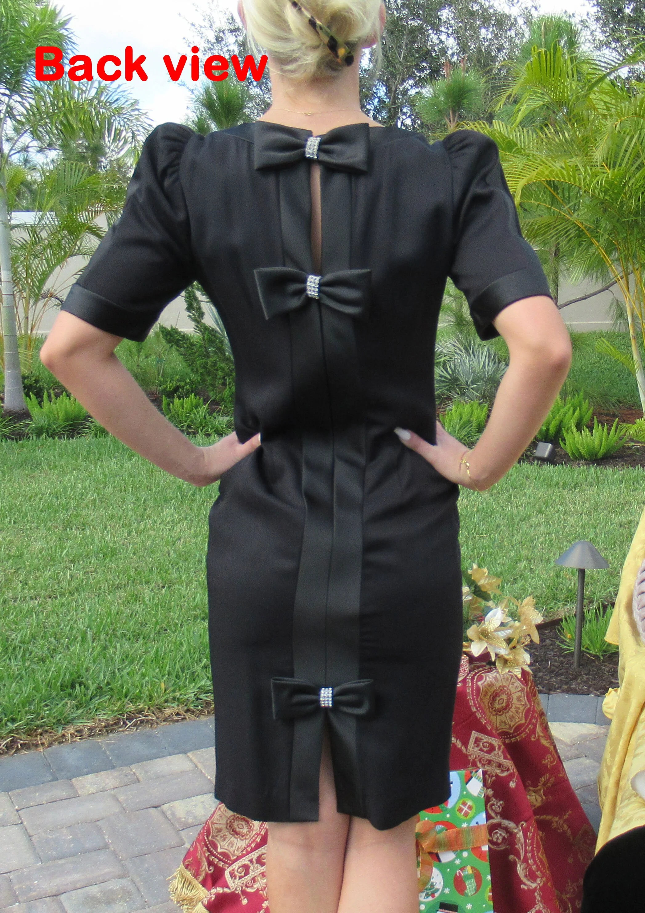 Sheath Dress Rare Karen Lawrence Matthew Black Rhinestone Back Trim Short Sleeve Tres Chic Little Black Dress Vintage by Karen Lawrence - Image 9