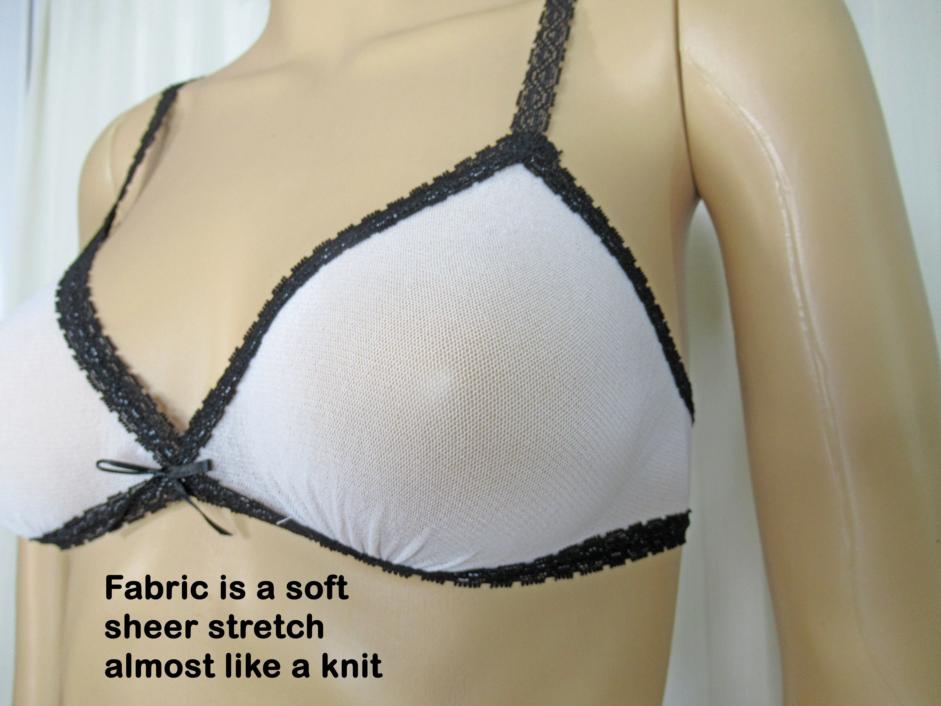Sheer Bralette White Nylon with Black Lace Trim and Straps Victoria's Secret Stretches Vintage by Victoria's Secret, - Image 4