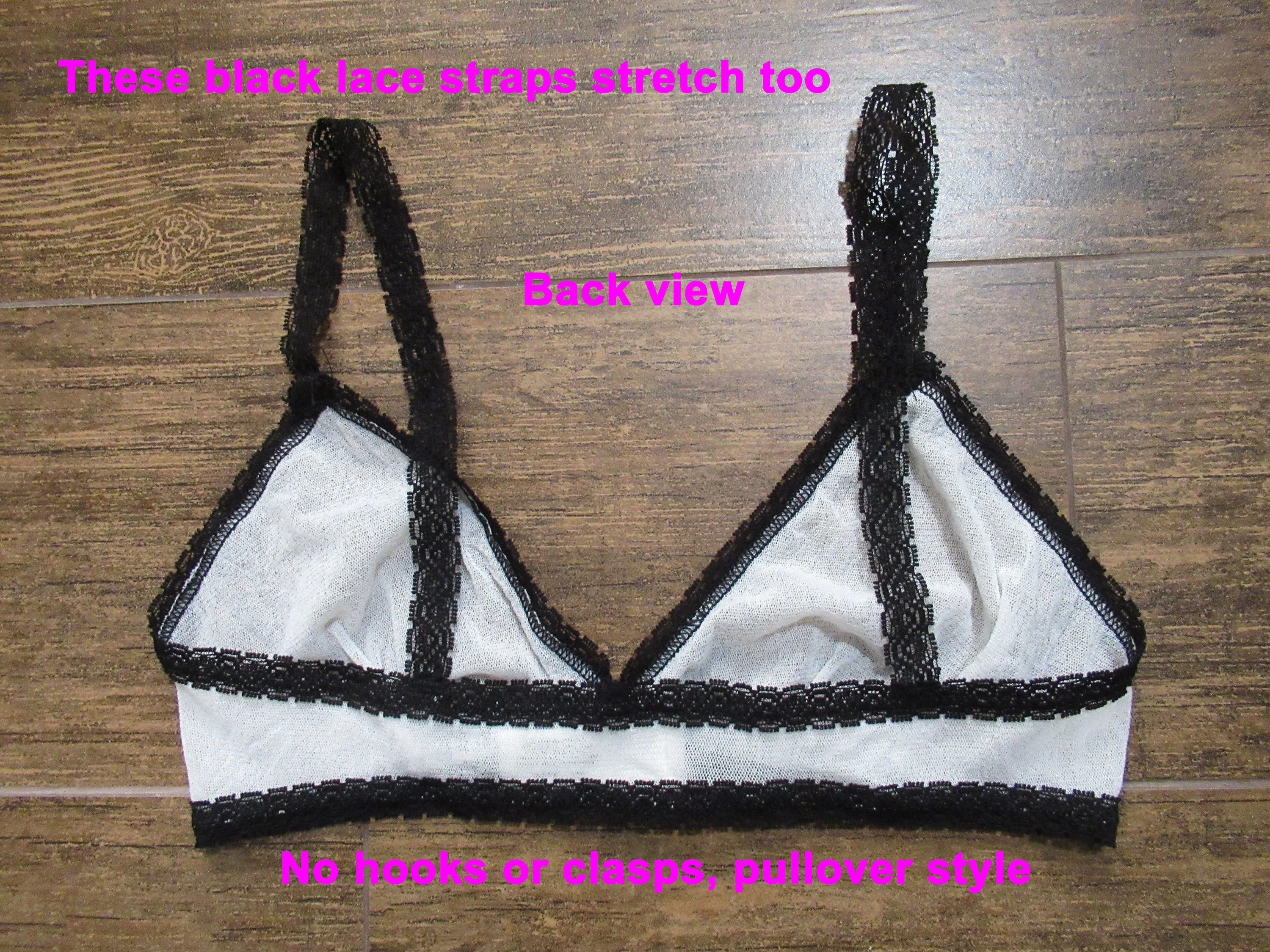Sheer Bralette White Nylon with Black Lace Trim and Straps Victoria's Secret Stretches Vintage by Victoria's Secret, - Image 6