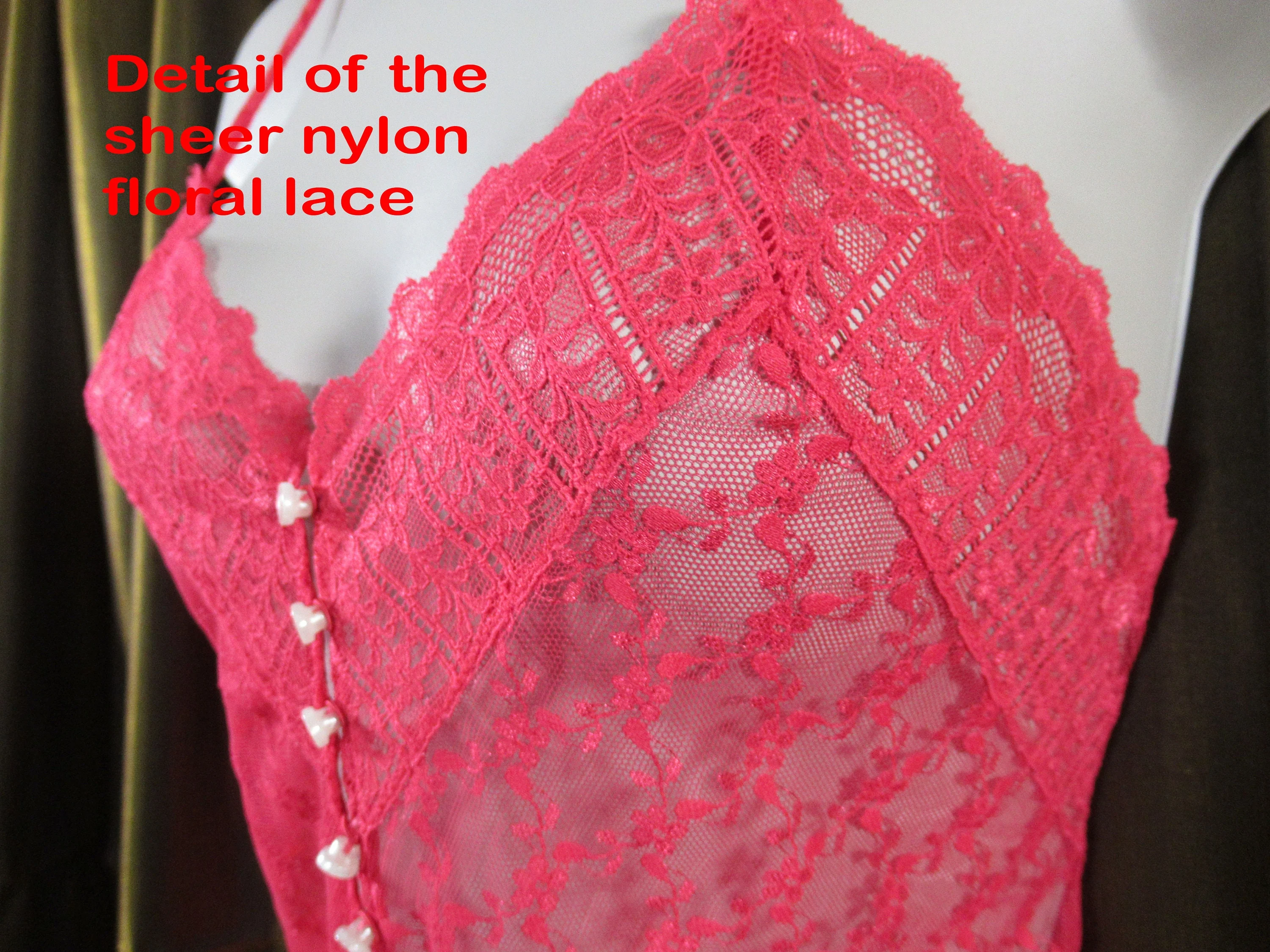 Sheer Teddy Lily of France Gloria Falla Logo Red Lace Style 2026 Small Low Cut W Buttons High Cut Legs Spaghetti Straps by Lily Of France - Image 7