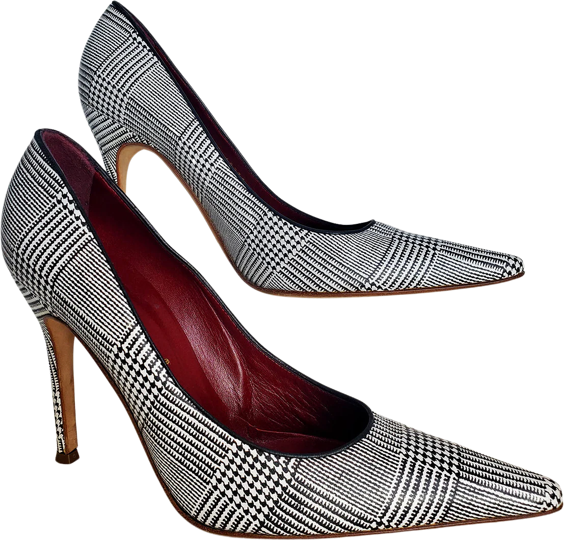 Shoe Size 10 Black and White Houndstooth Shoes by Dolce & Gabbana