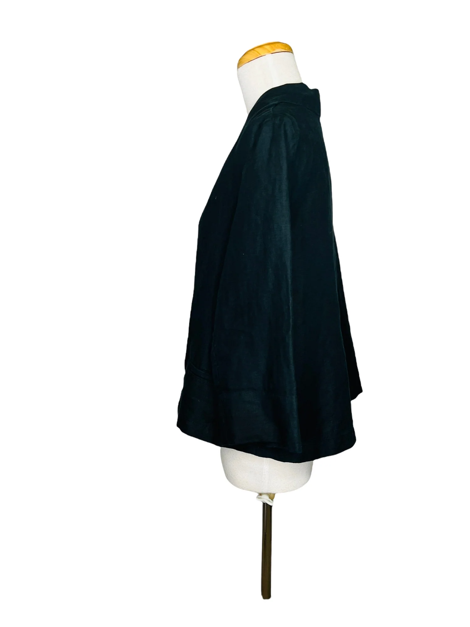Short Linen Jacket Black Swing Smock Size Small Made In India by J Jill - Image 6