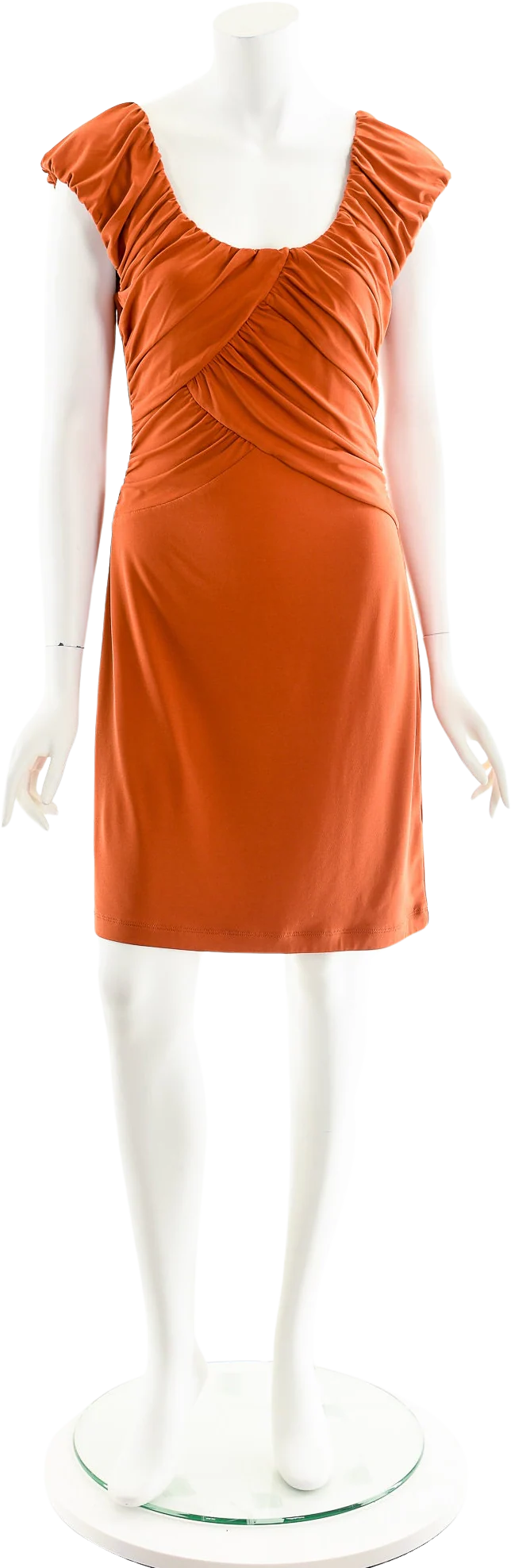 Sienna Orange Asymmetric Draping Mini Dress 00s by Allen B.