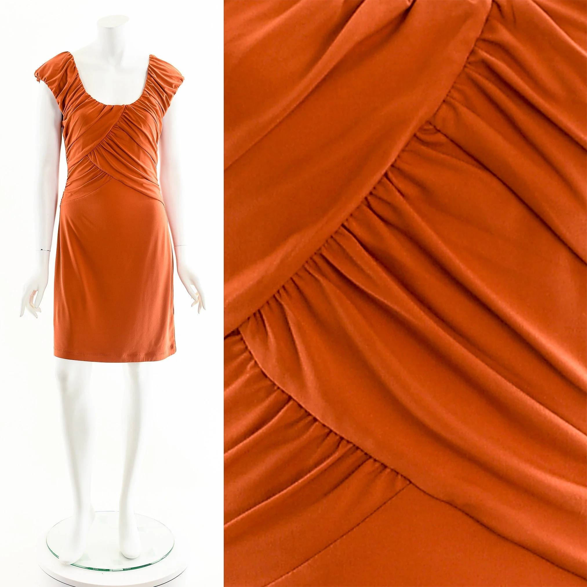 Sienna Orange Asymmetric Draping Mini Dress 00s by Allen B. - Image 2