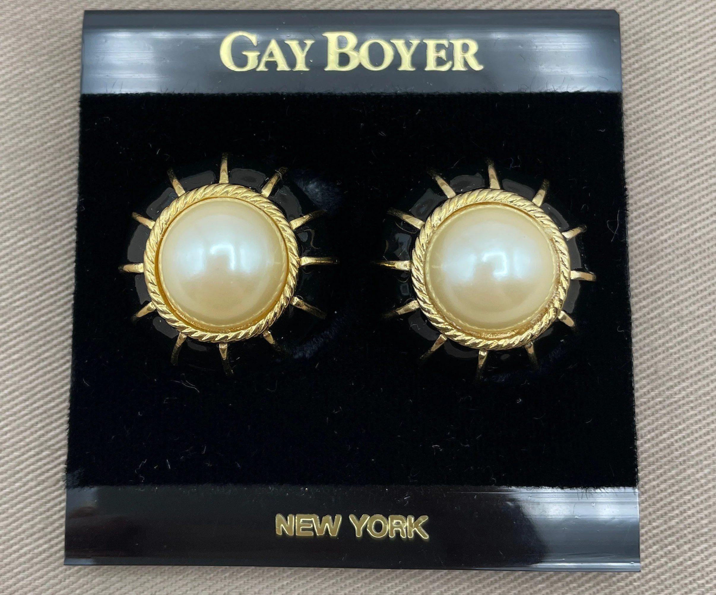 Signed Art Deco Black Enamel Pearl Clip On Statement Earrings by Gay Boyer - Image 5