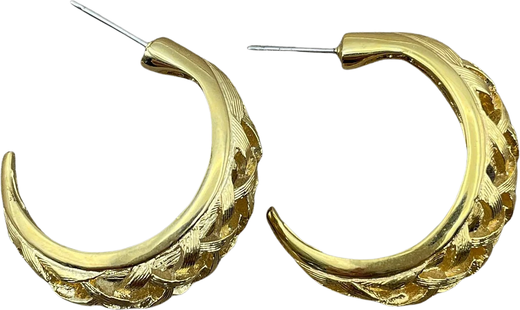Signed Basketweave Hoop Earrings Vintage Statement Earrings by Napier