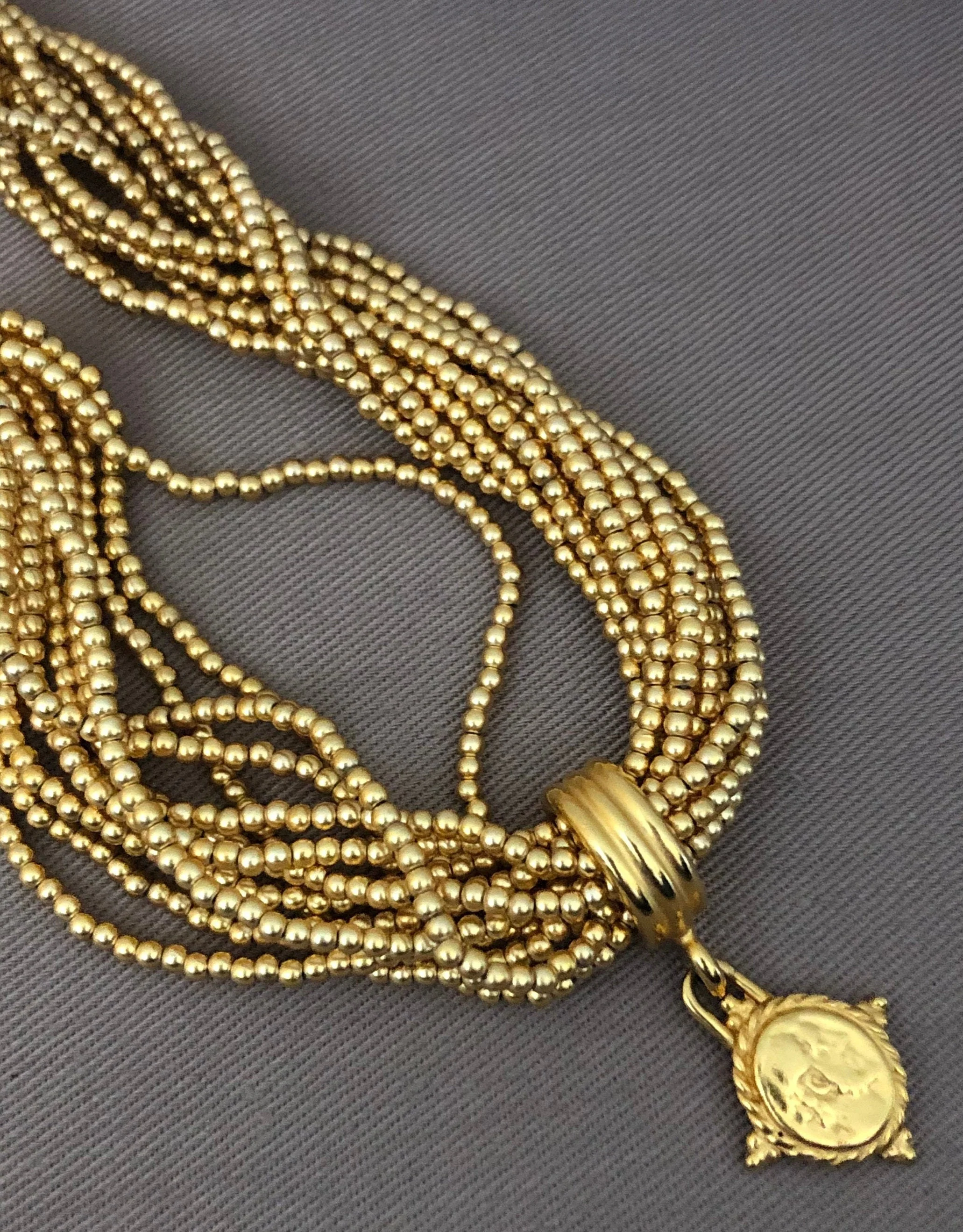 Signed Carolee Multi-Strand Roman Medallion Etruscan Statement Necklace by Carolee - Image 2