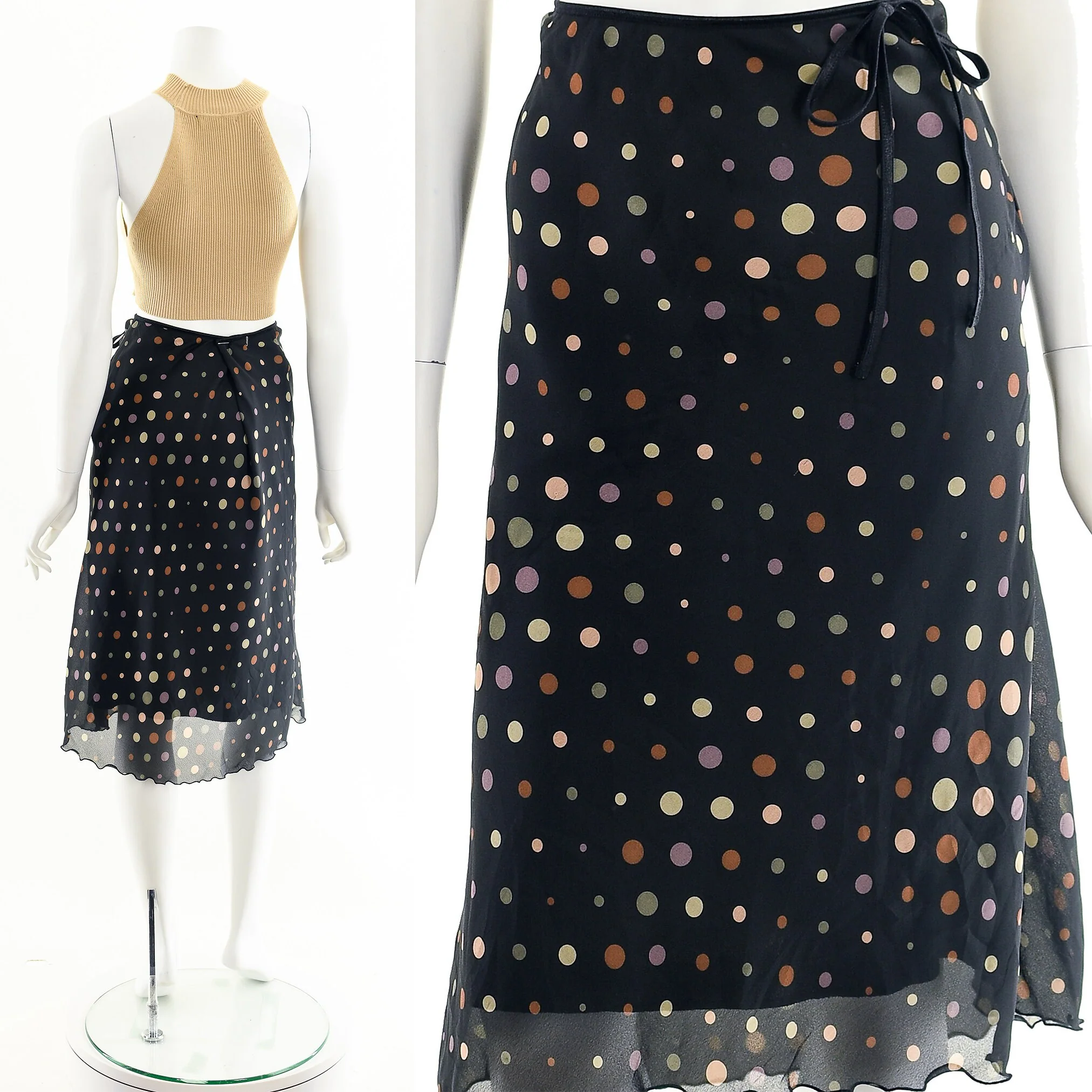 Silk Chiffon Polka Dot Midi Skirt by Paper Doll - Image 4