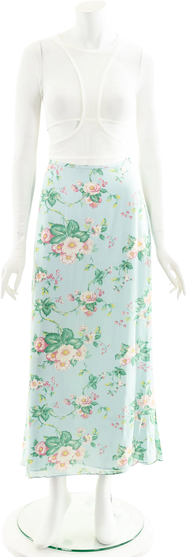 Silk Floral Light Blue Midi Skirt by Ralph Lauren