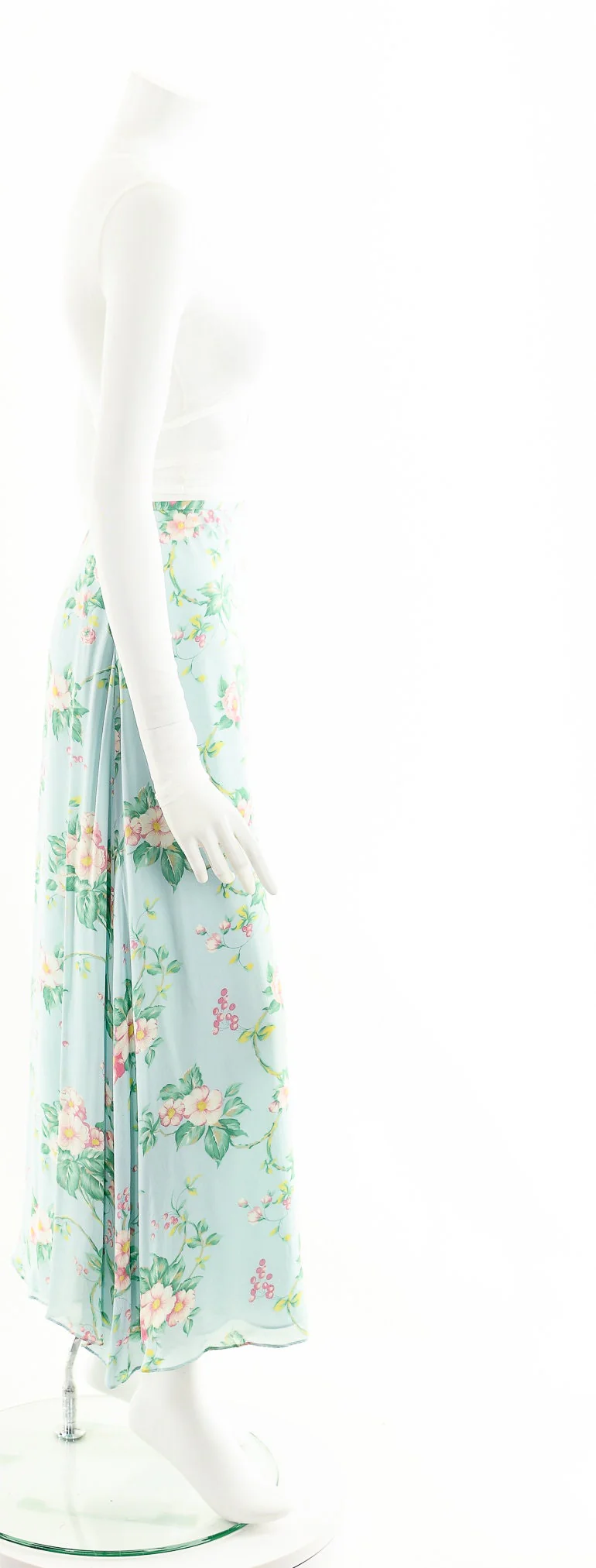 Silk Floral Light Blue Midi Skirt by Ralph Lauren - Image 5