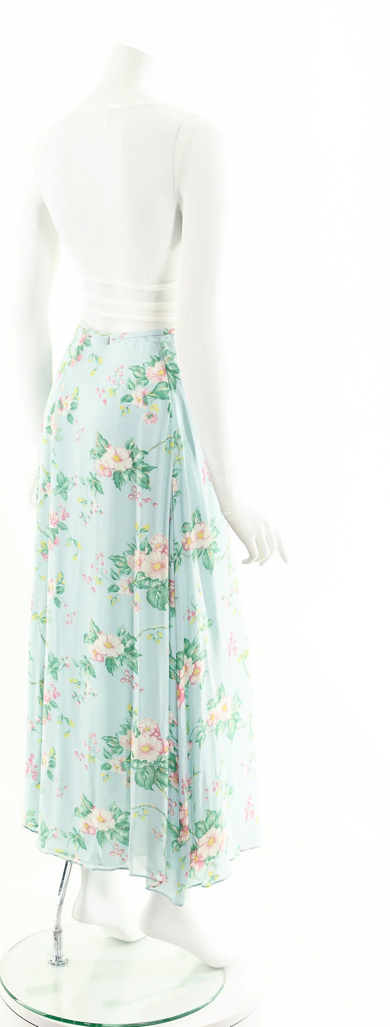 Silk Floral Light Blue Midi Skirt by Ralph Lauren - Image 6