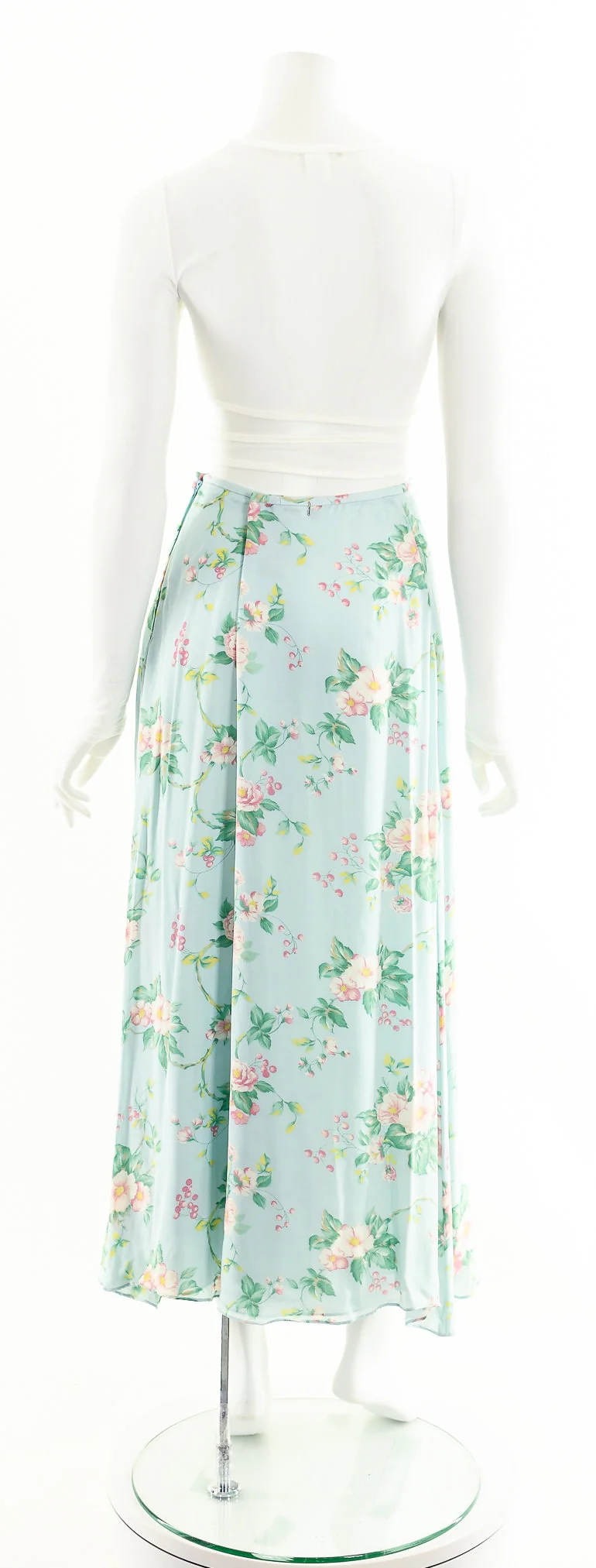 Silk Floral Light Blue Midi Skirt by Ralph Lauren - Image 7