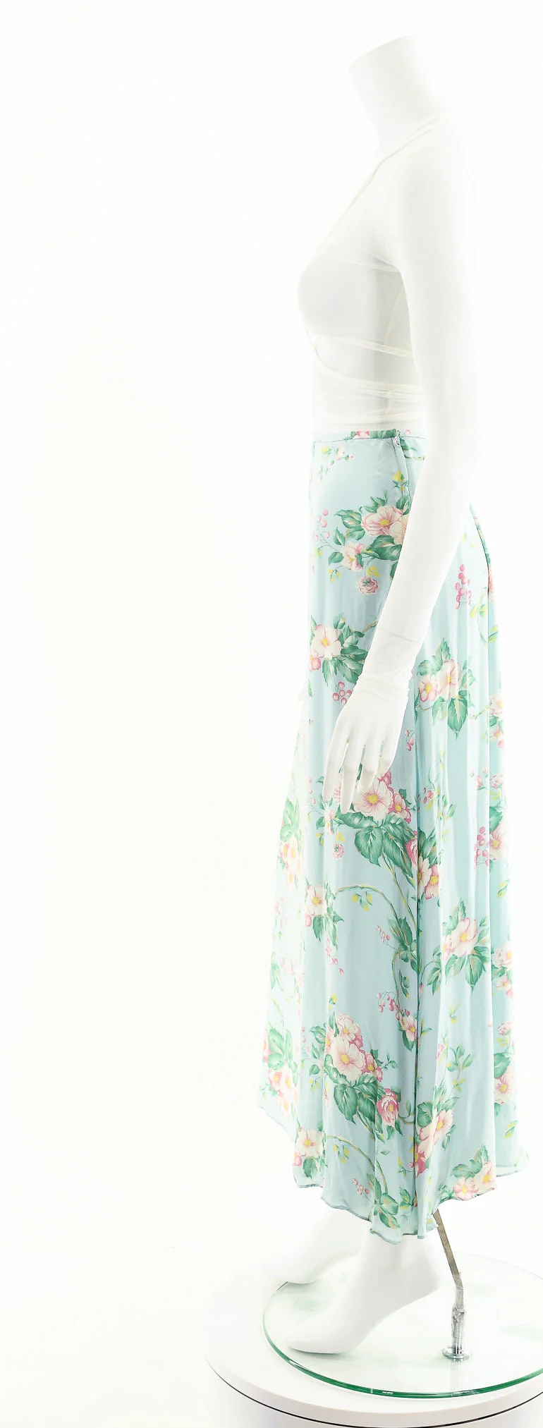 Silk Floral Light Blue Midi Skirt by Ralph Lauren - Image 9
