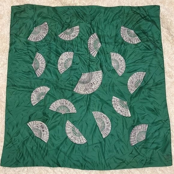 Silk Green White Scarf by Guido Ravasi - Image 7