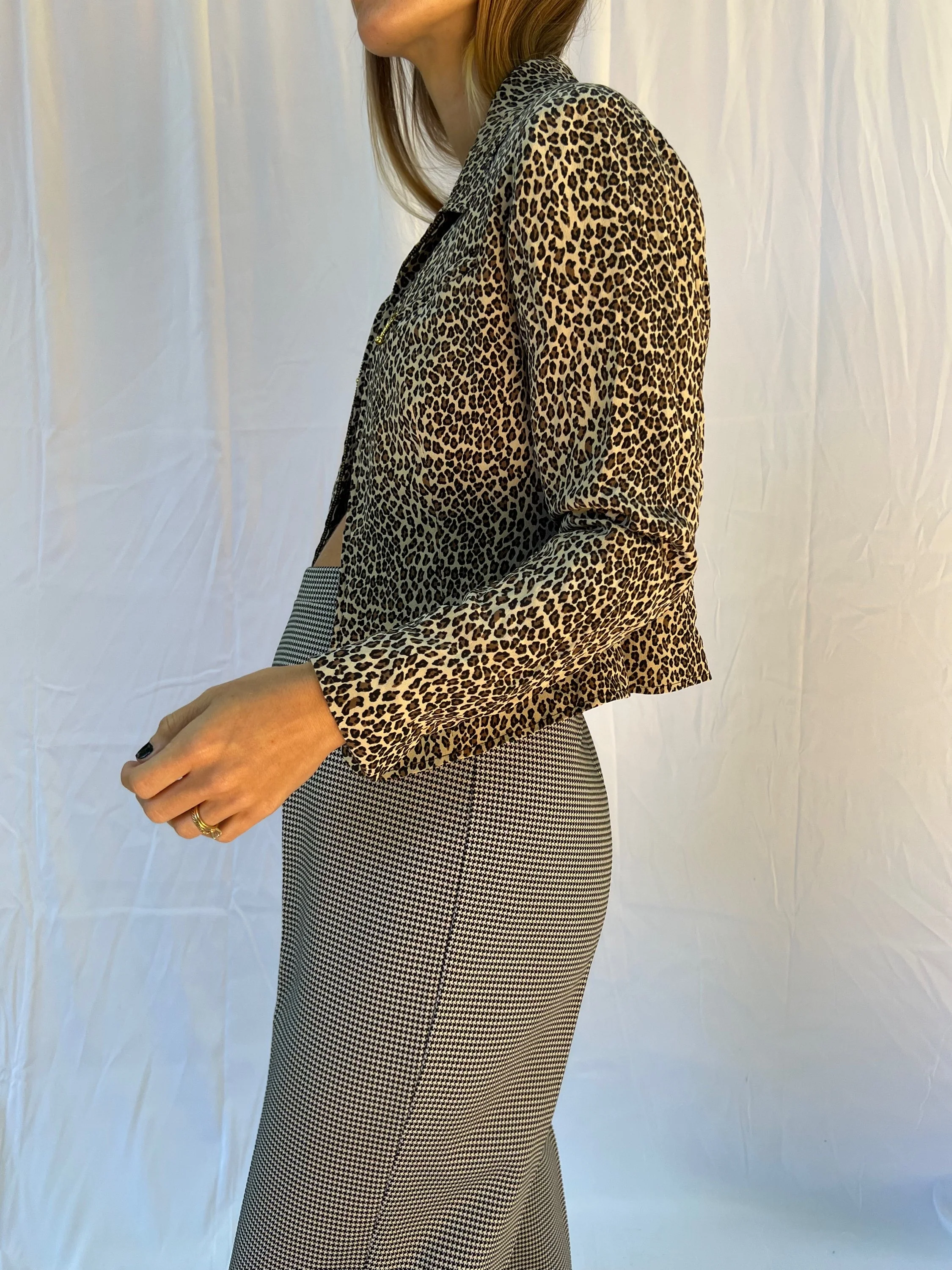 Silk Leopard Zip Up Jacket - Image 2