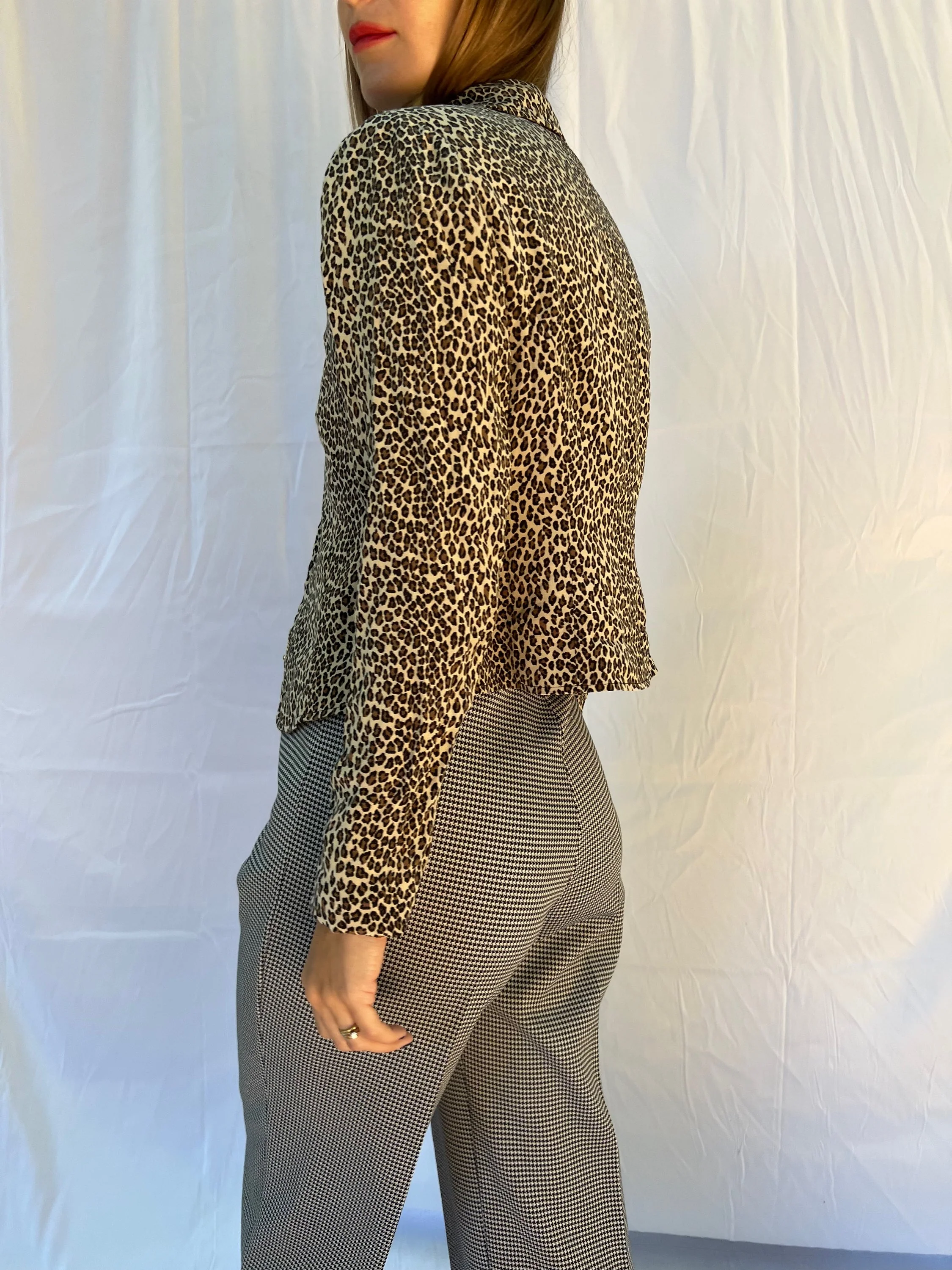 Silk Leopard Zip Up Jacket - Image 6