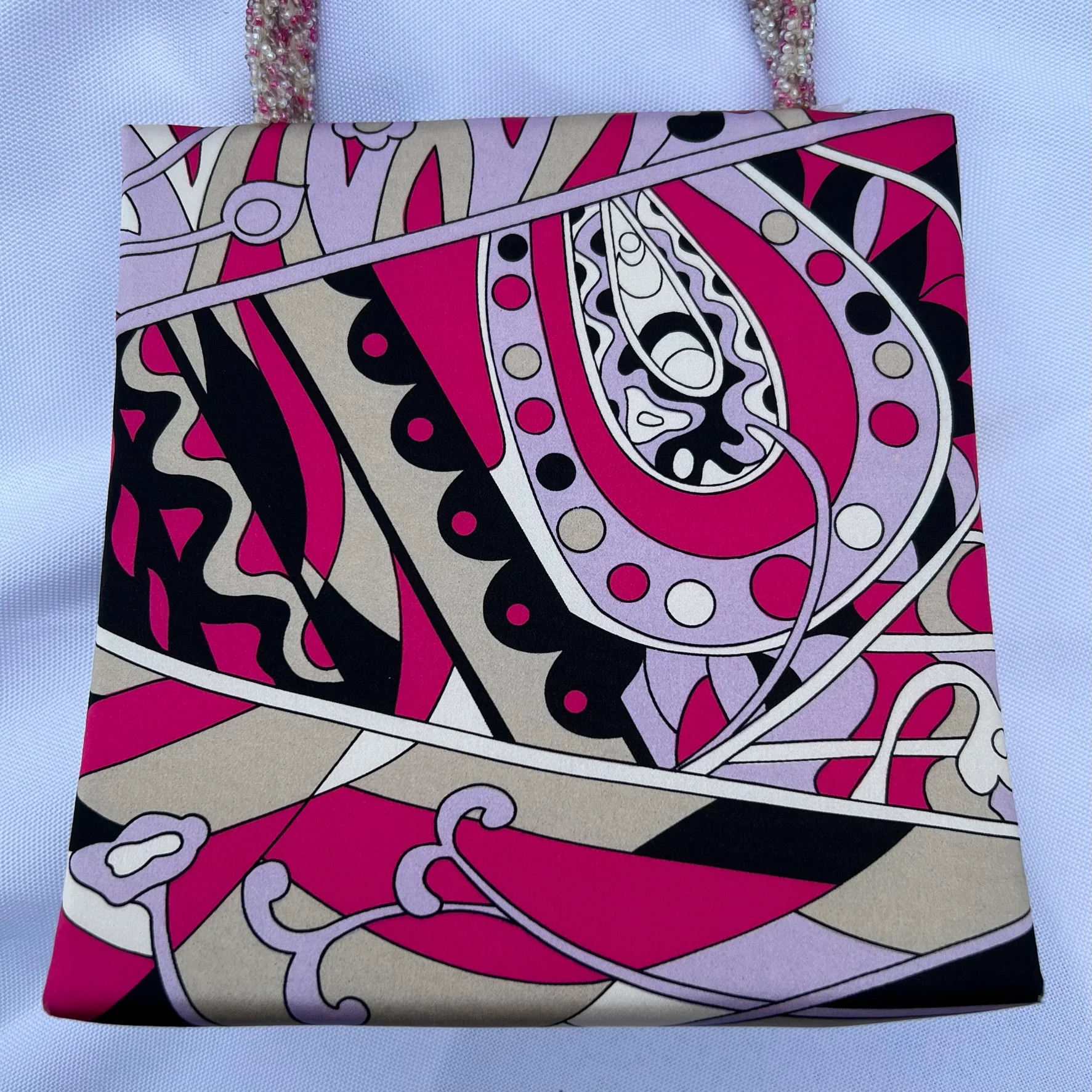 Silk Purse With Beaded Handles Funky Pattern Nwt By Swee Lo - Image 3