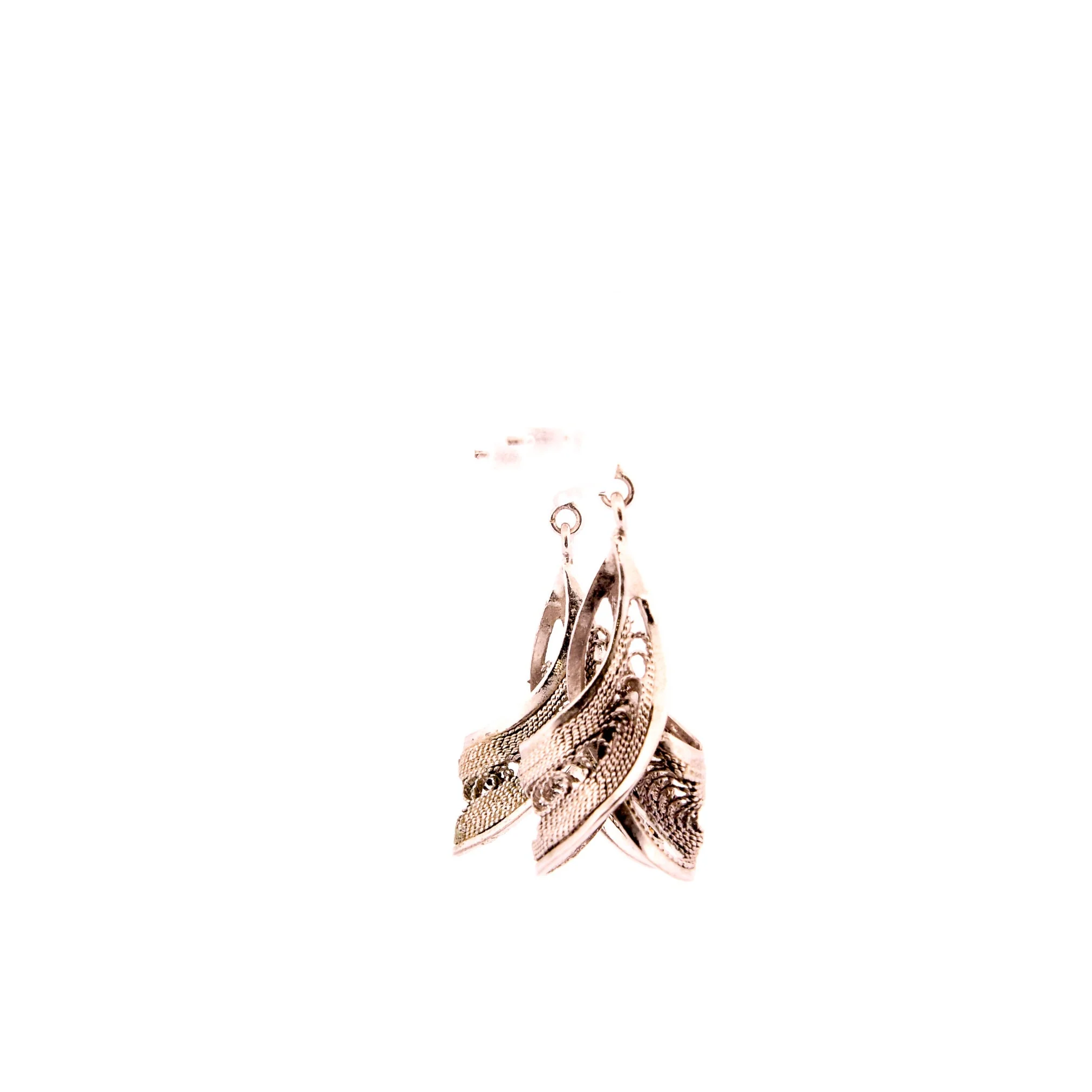 Silver Abstract Spiral Arc Earrings - Image 7