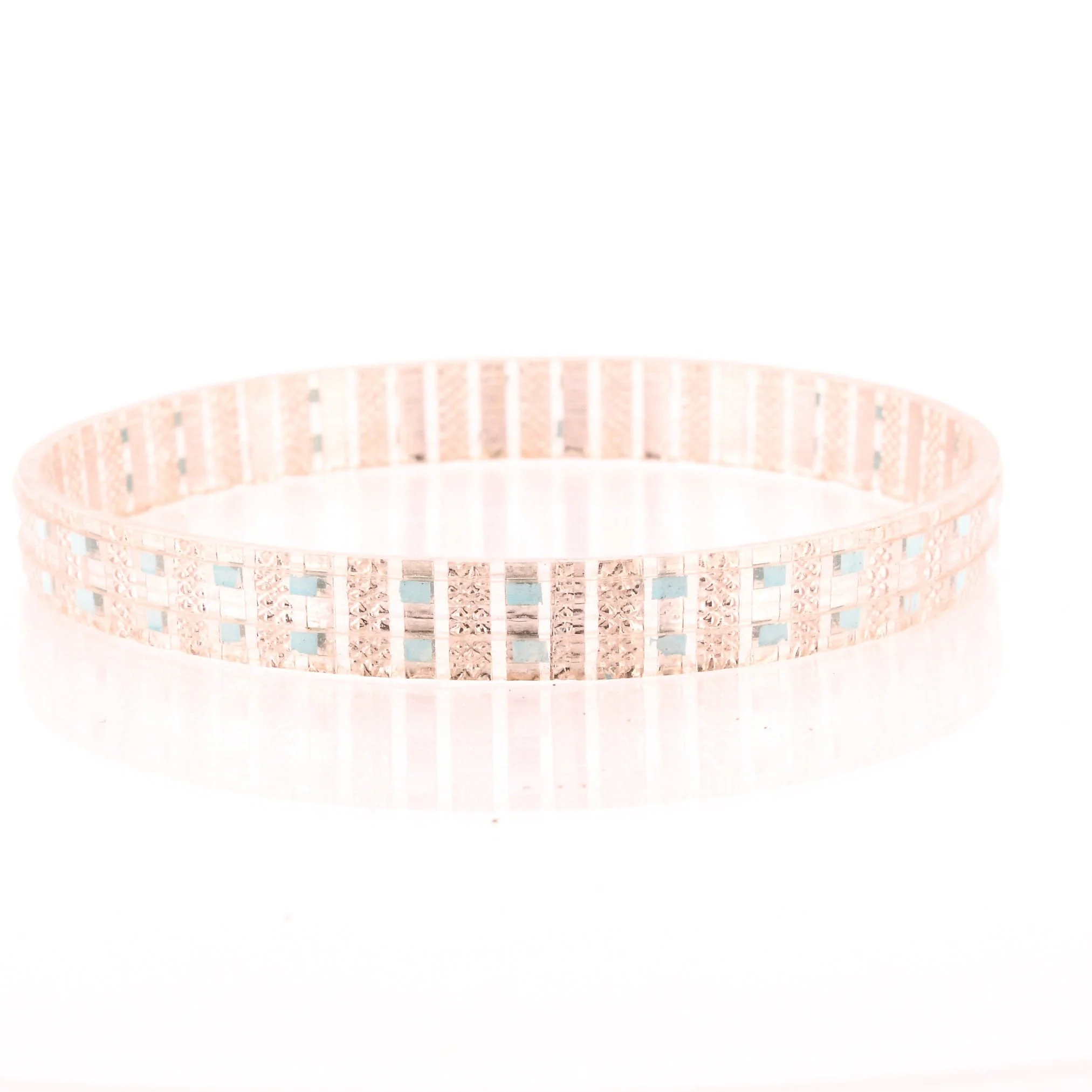 Silver and Turquoise Clear Lucite Bangle Bracelet - Image 4