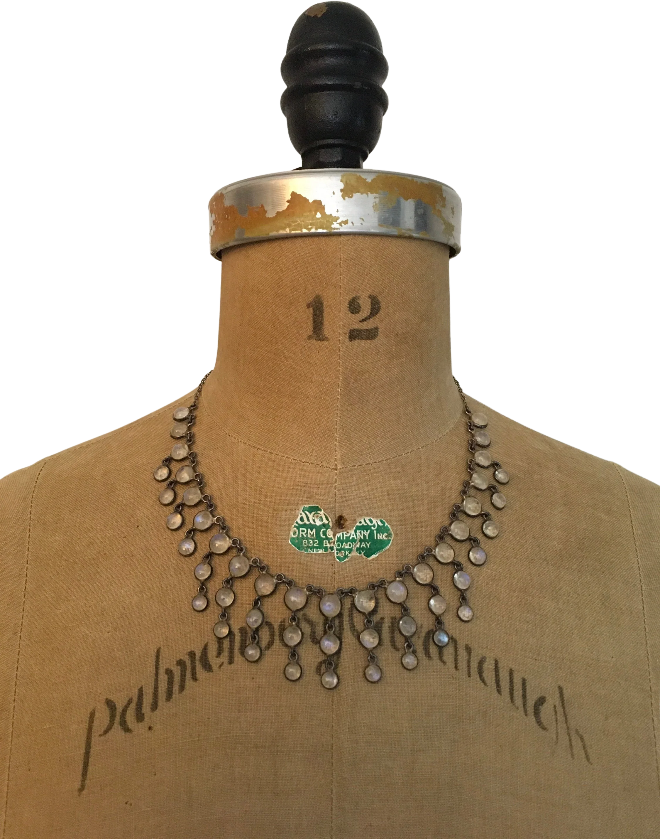 Silver Moonstone Collar Bib Necklace