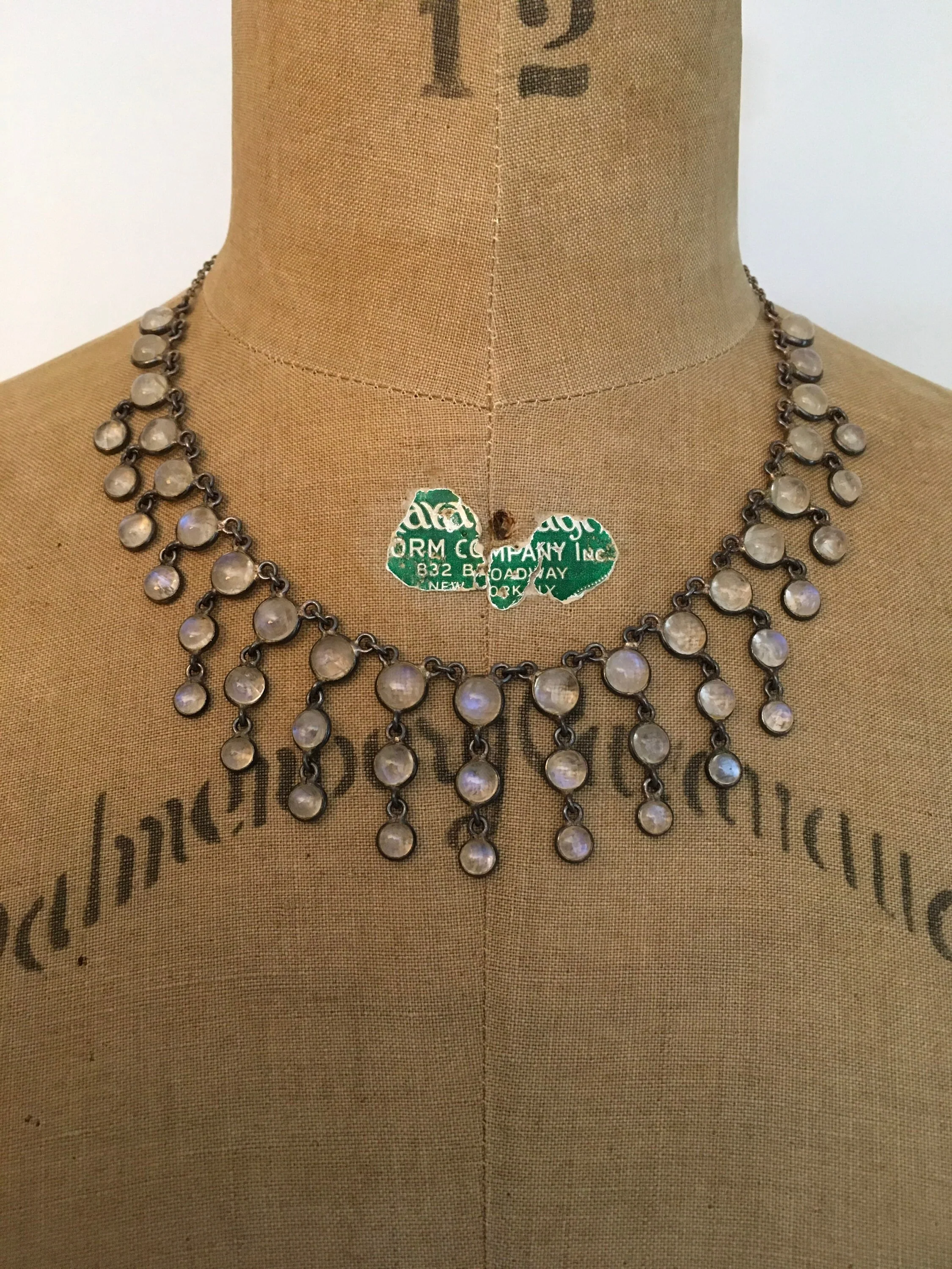 Silver Moonstone Collar Bib Necklace - Image 3