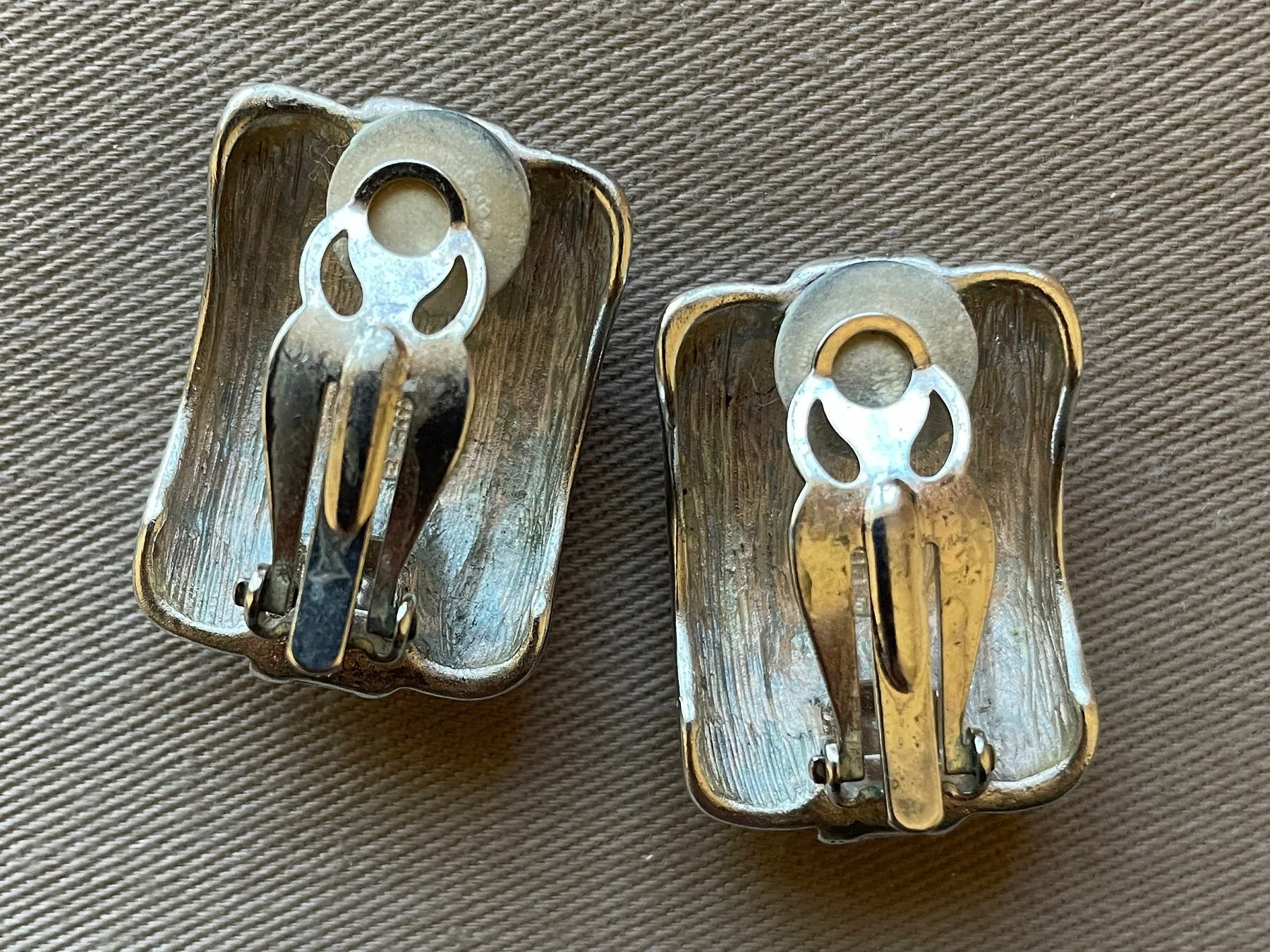 Silver Signed Givenchy Clip-On Statement Earrings Clip-On Designer Logo Silver Tone by Givenchy - Image 7