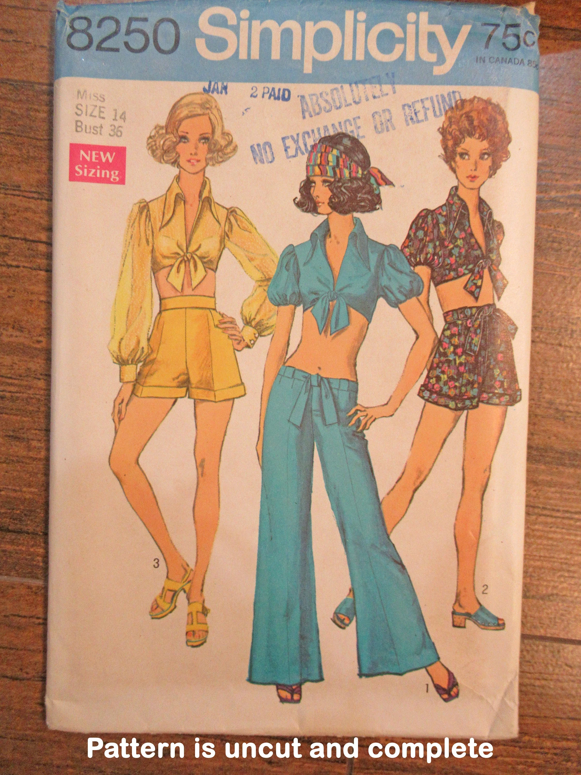 Simplicity 1969 Uncut 8250 Pattern for Bare Midriff Blouse Shorts and Hip Hugger Bell Bottoms by Simplicity - Image 2
