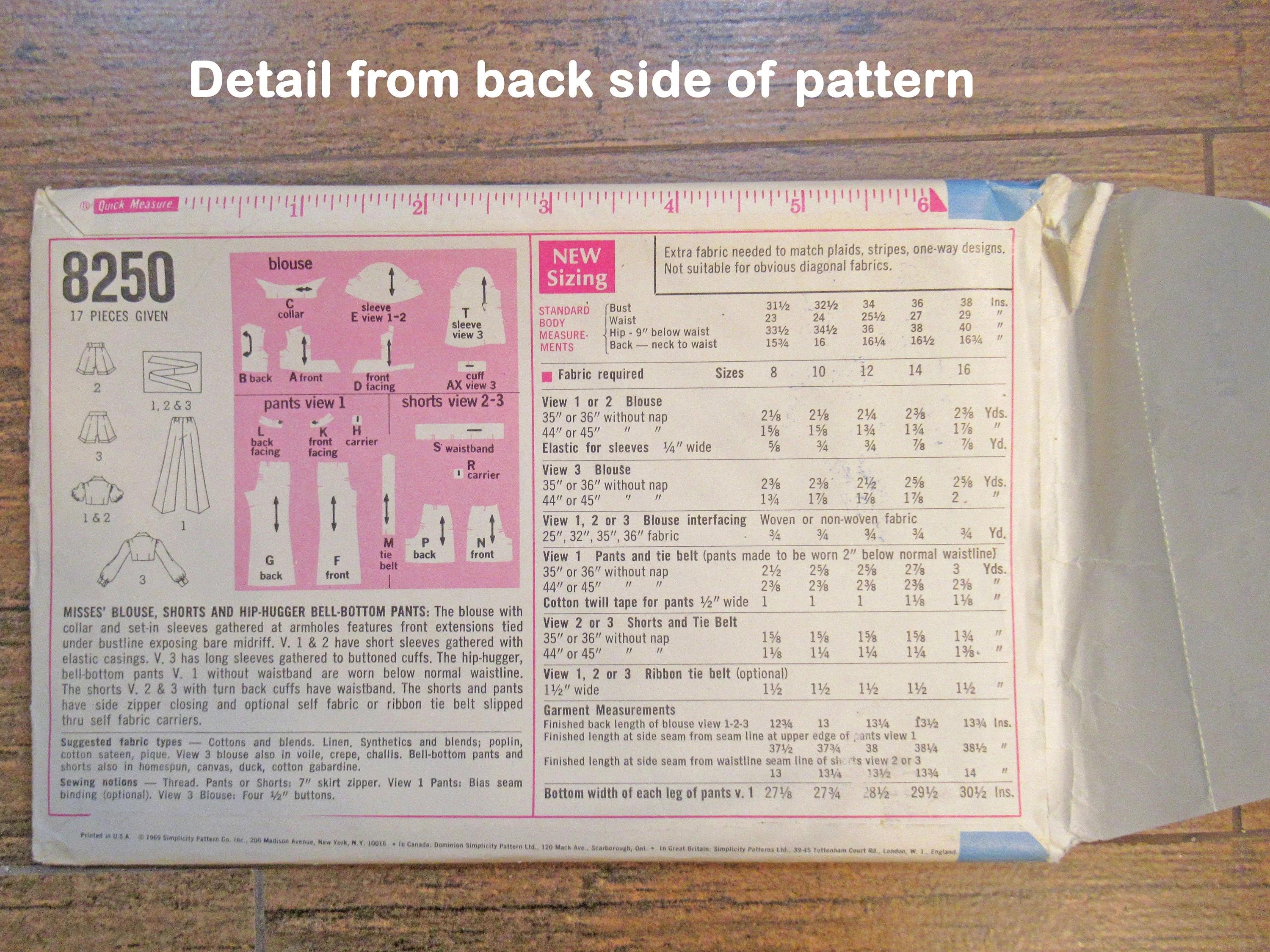 Simplicity 1969 Uncut 8250 Pattern for Bare Midriff Blouse Shorts and Hip Hugger Bell Bottoms by Simplicity - Image 7