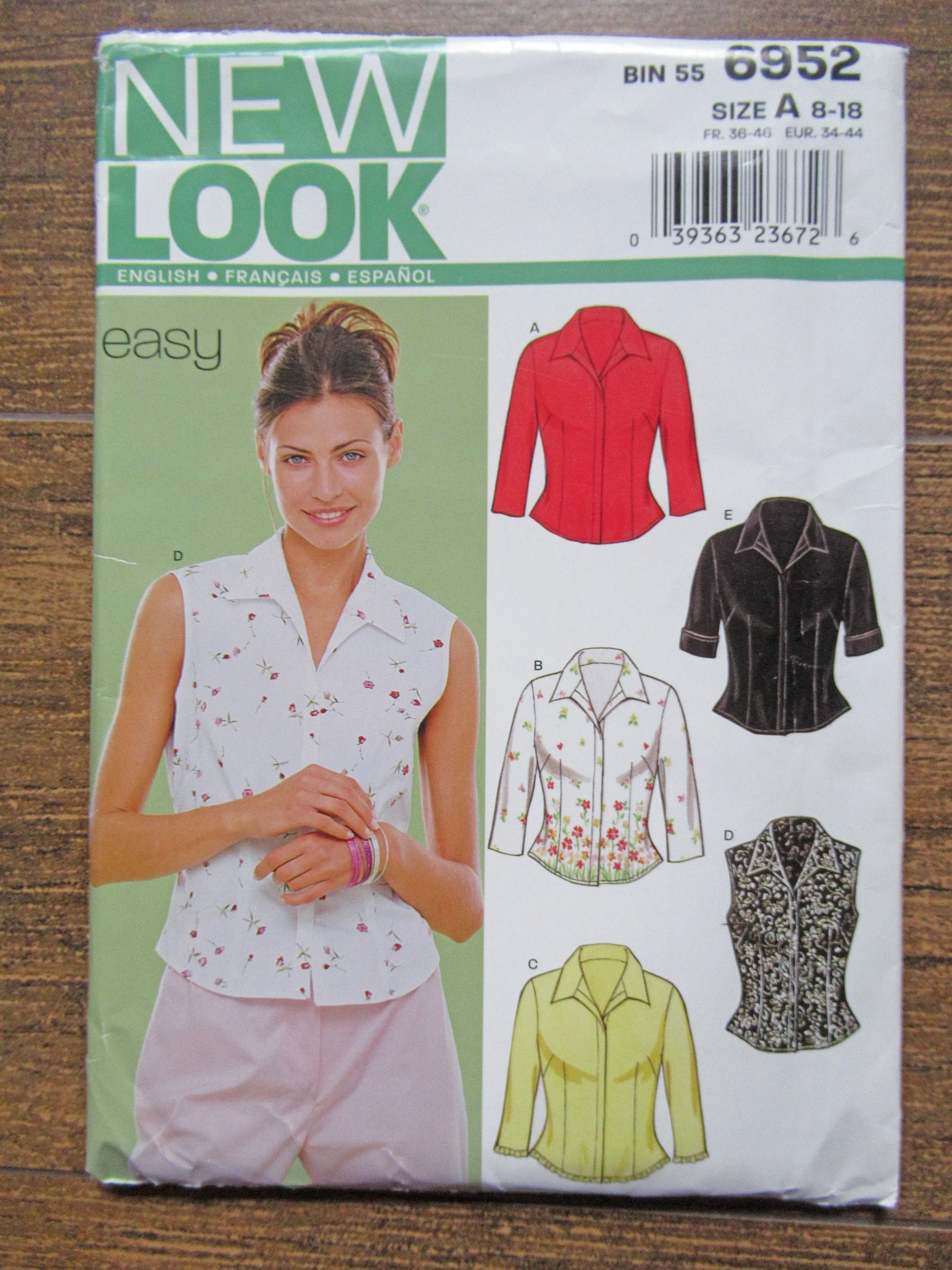 Simplicity Pattern 6952 for 5 Variations of V-Neck Button Front Blouse Size A, for Sizes 8 To 18, 31 To 40 Bust Uncut/complete, Made In Usa - Image 8