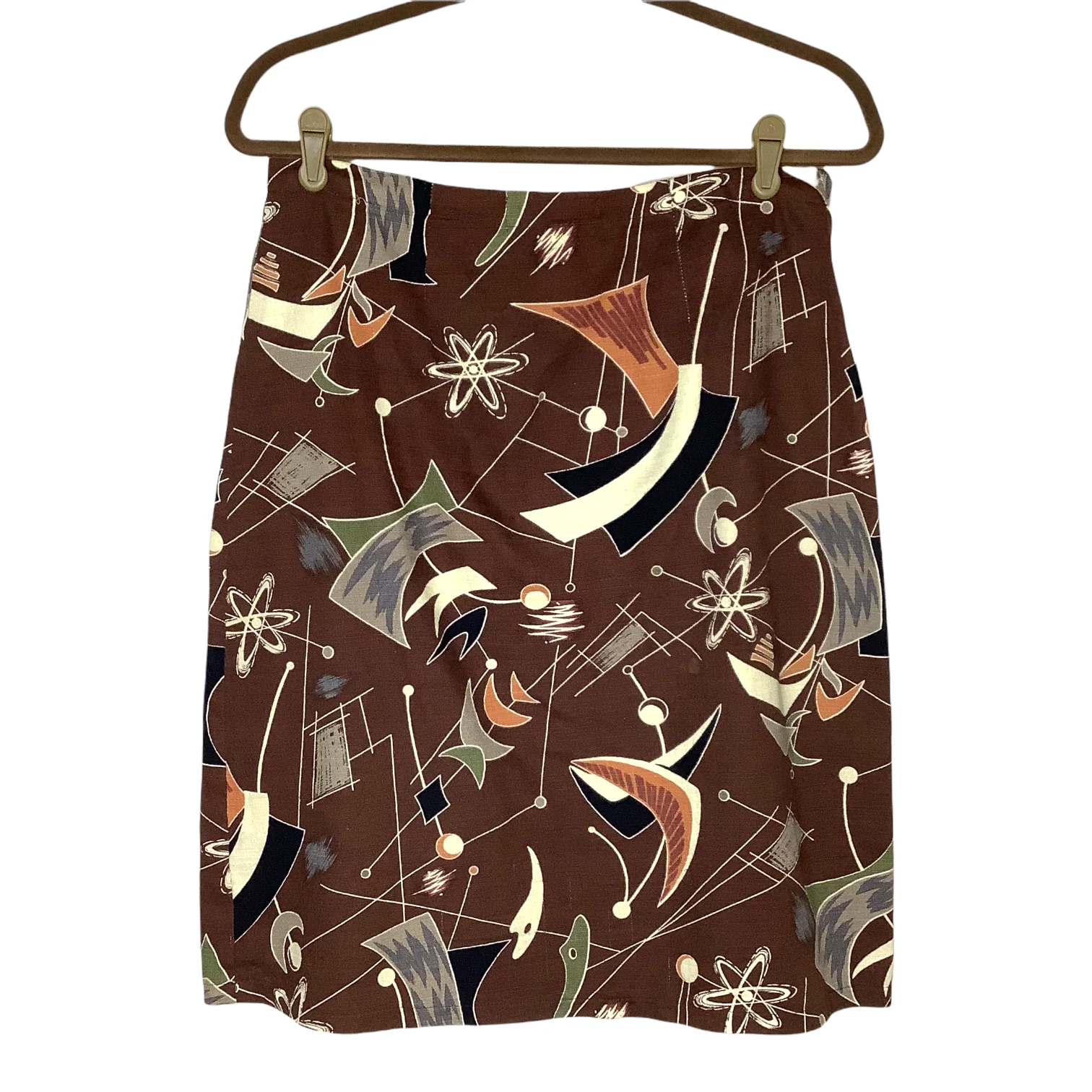 Skirt 90s 00s Novelty Print Atomic 50s Barkcloth Retro Inspired L by Genna Golden - Image 3