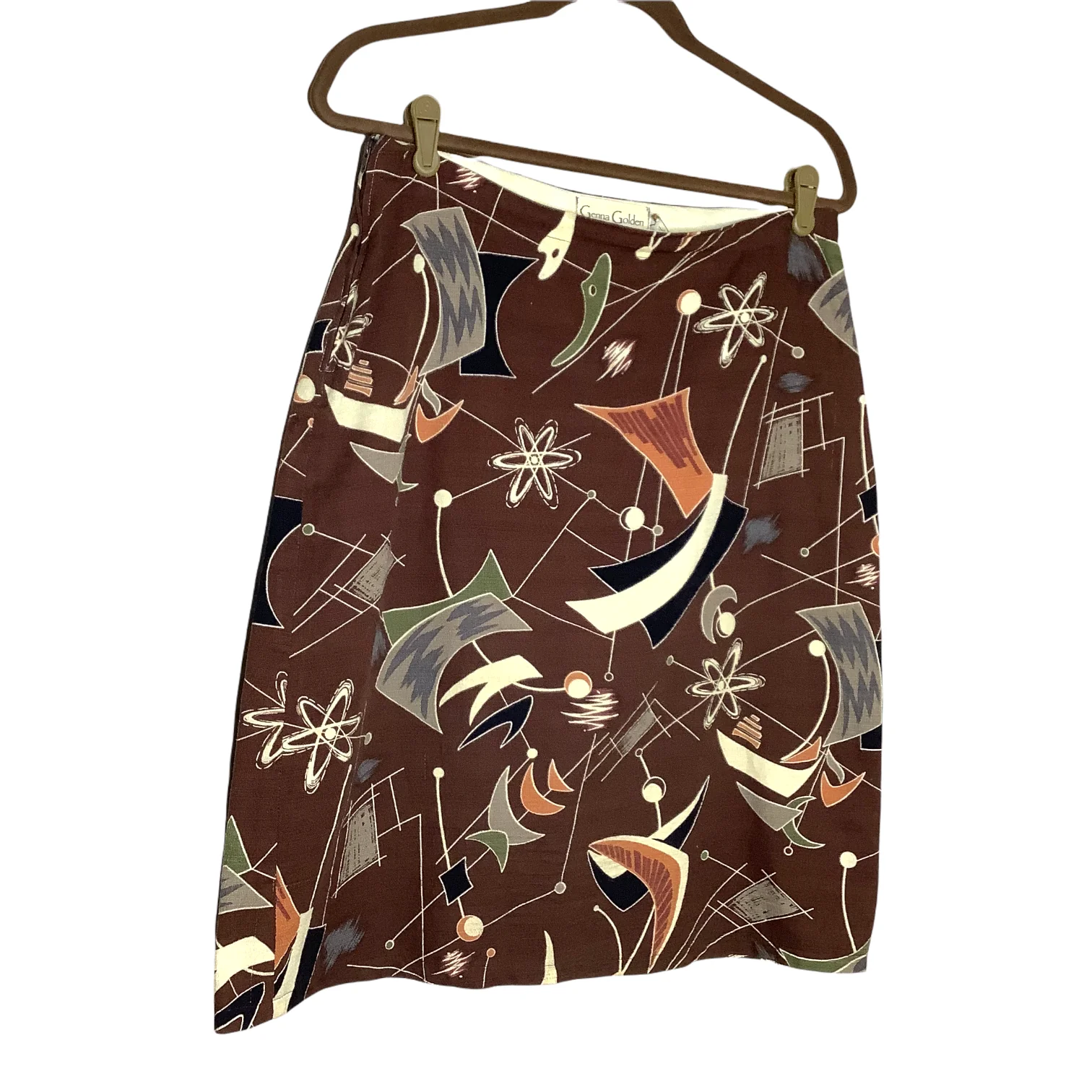 Skirt 90s 00s Novelty Print Atomic 50s Barkcloth Retro Inspired L by Genna Golden - Image 7