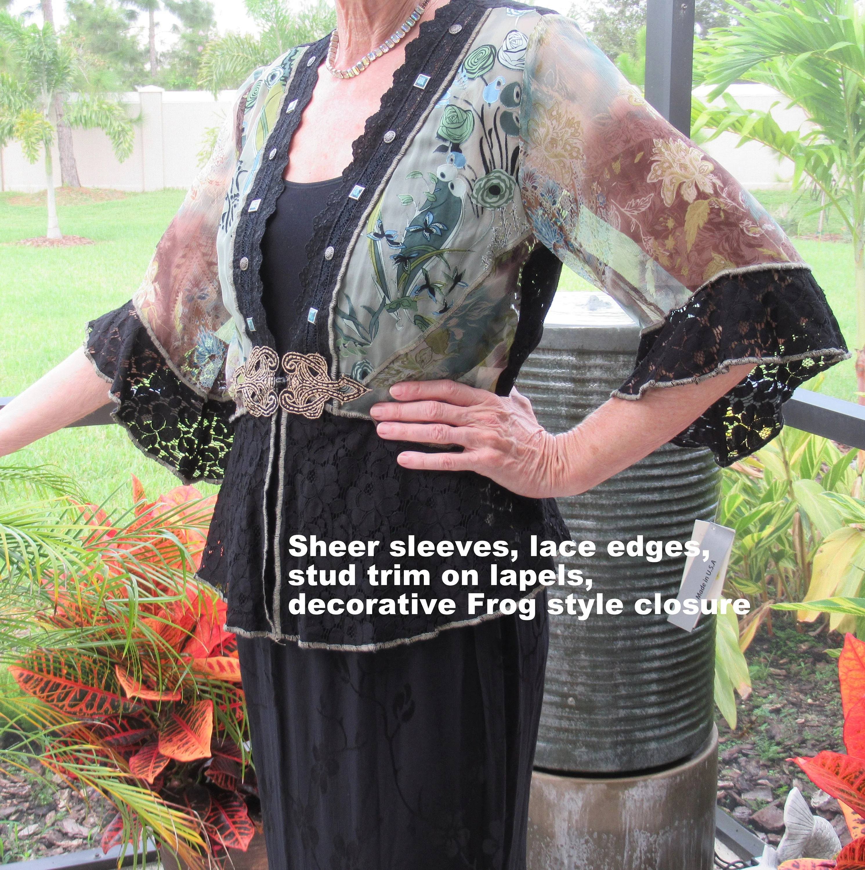Skirt and Top Set S Attached Spencer Alexis Chic Lace Jacket Elastic Skirt Black Lace by Spencer Alexis - Image 2