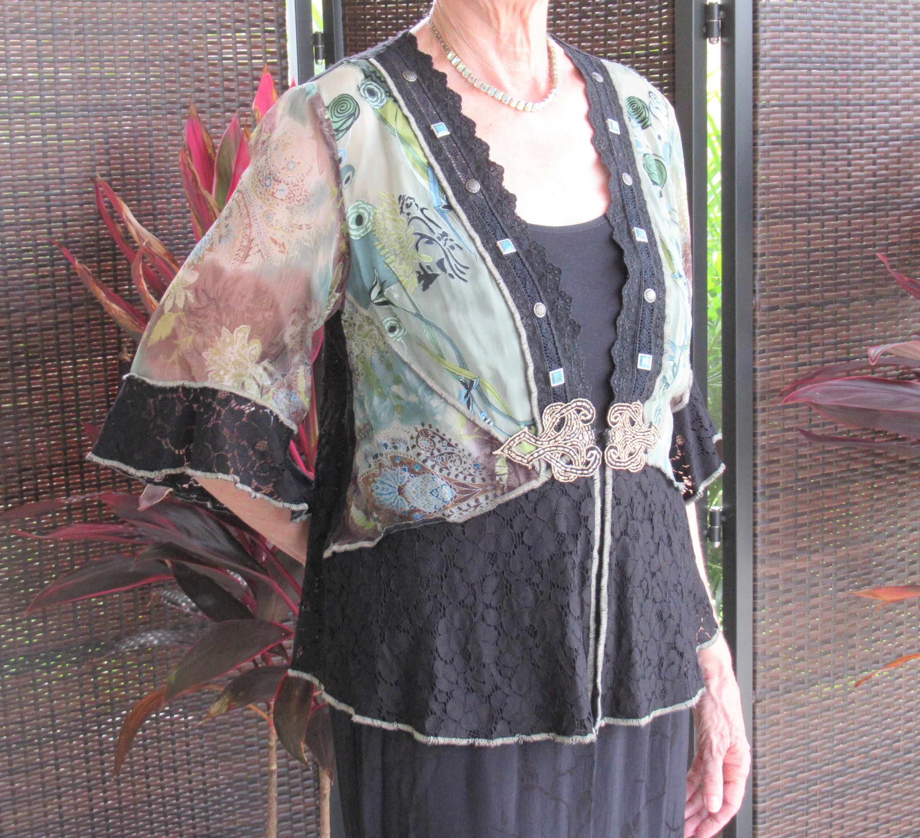 Skirt and Top Set S Attached Spencer Alexis Chic Lace Jacket Elastic Skirt Black Lace by Spencer Alexis - Image 4