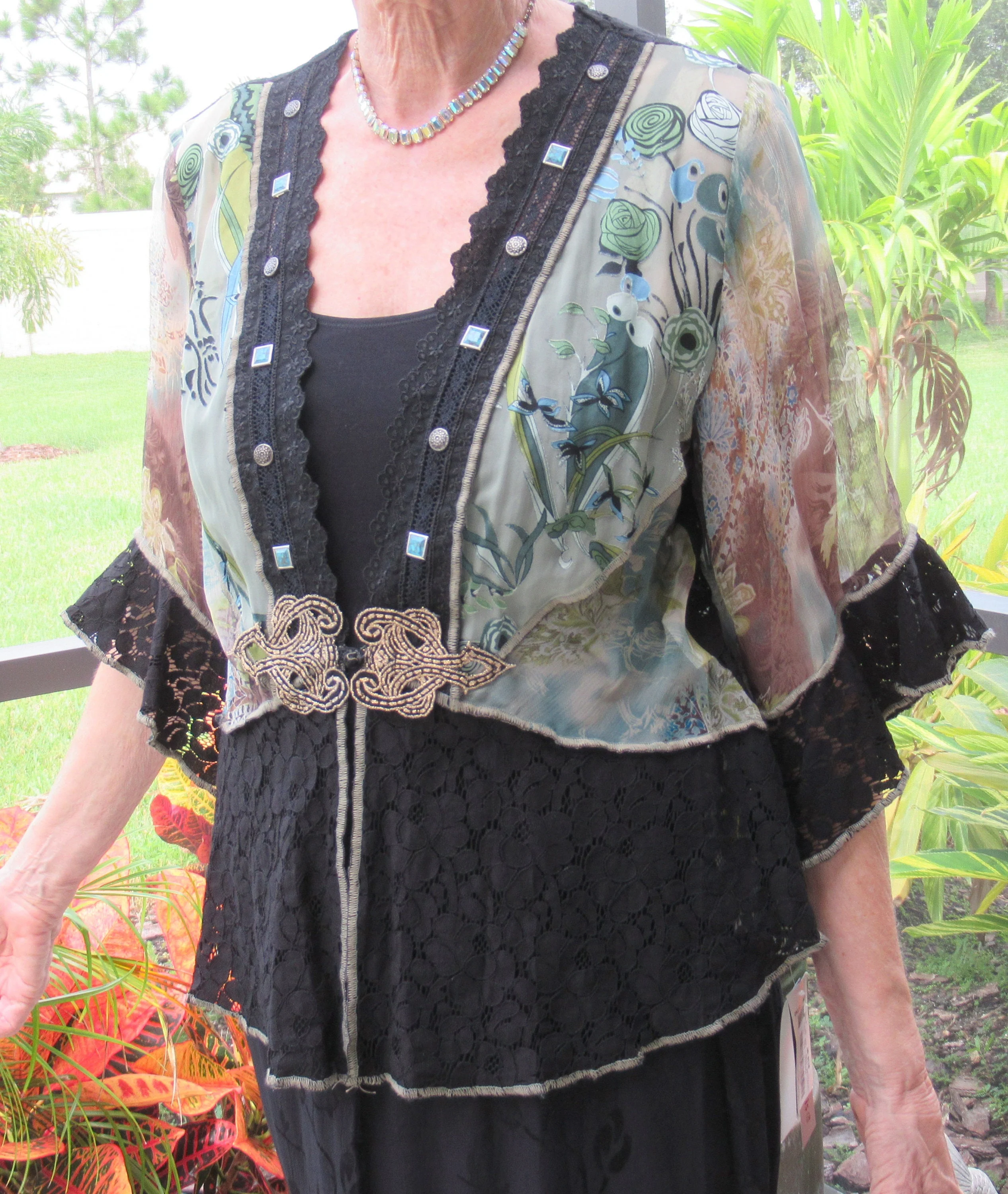 Skirt and Top Set S Attached Spencer Alexis Chic Lace Jacket Elastic Skirt Black Lace by Spencer Alexis - Image 7