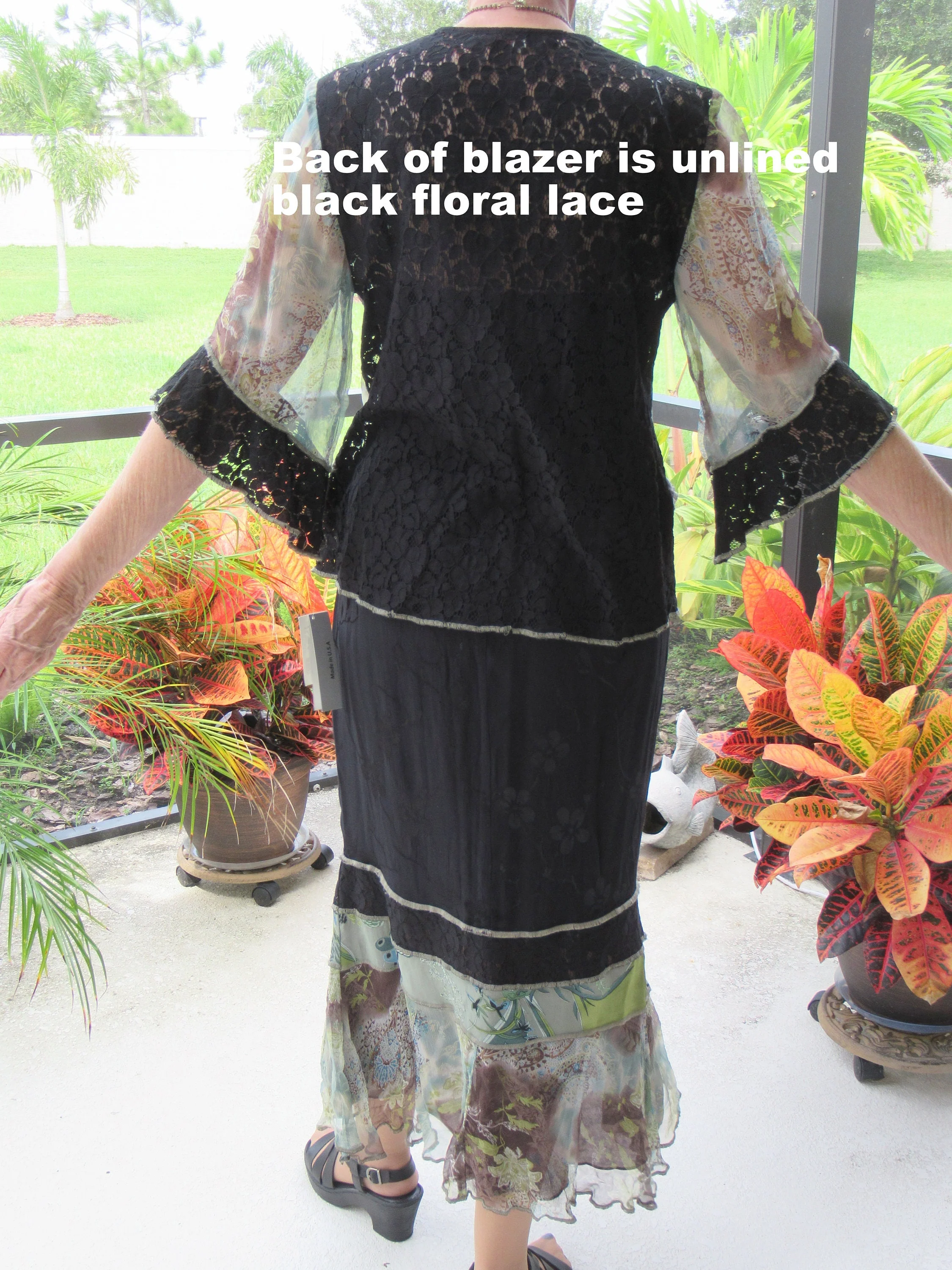 Skirt and Top Set S Attached Spencer Alexis Chic Lace Jacket Elastic Skirt Black Lace by Spencer Alexis - Image 9