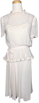 Skirt Set Chiffon Pleated Peplum Blouse and Skirt Small 70s Vintage by Albert Nipon