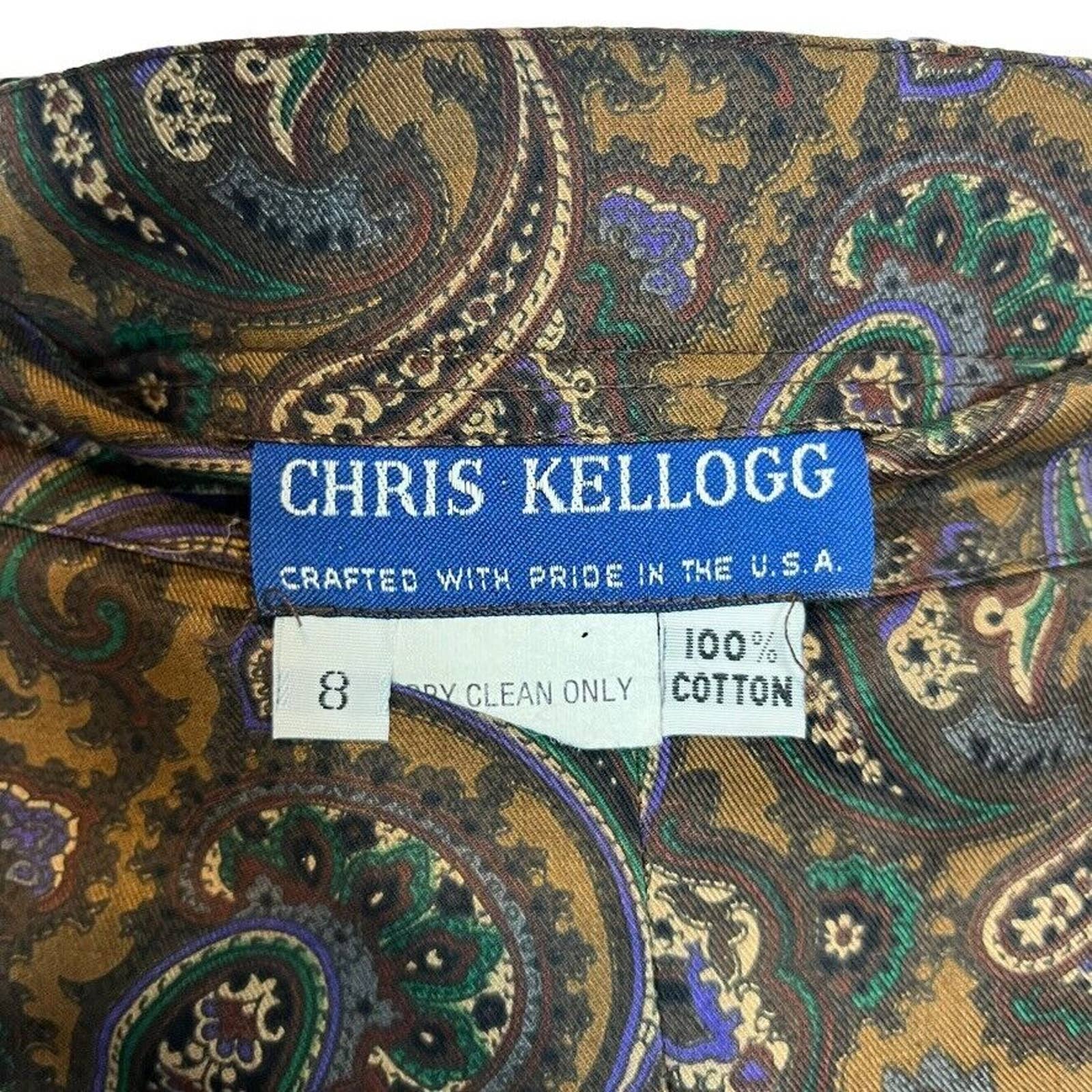 Skirt Set Made In Usa Women Paisley Skirt Sz 10 Shirt Sz 8 Cotton by Chris Kellog - Image 11