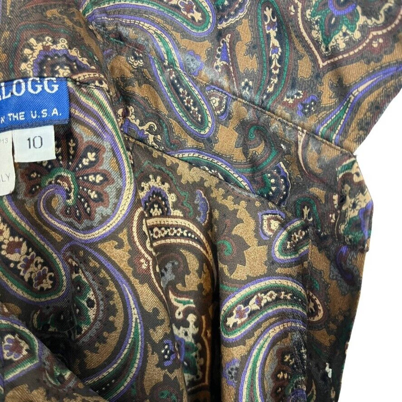 Skirt Set Made In Usa Women Paisley Skirt Sz 10 Shirt Sz 8 Cotton by Chris Kellog - Image 4