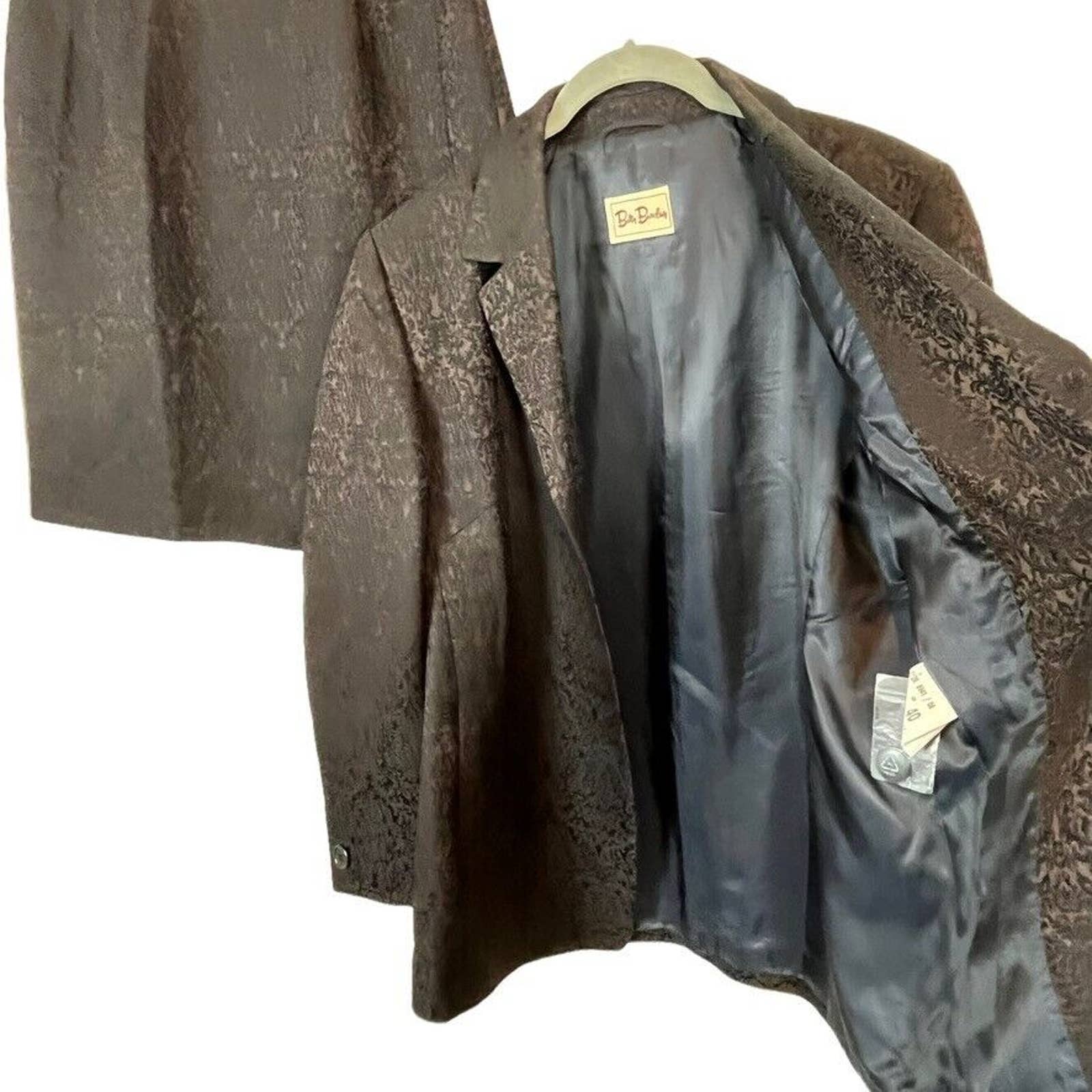 Skirt Suit Wool Blend Brocade Women Retro Librarian Secretary Med by Betty Barclay - Image 9
