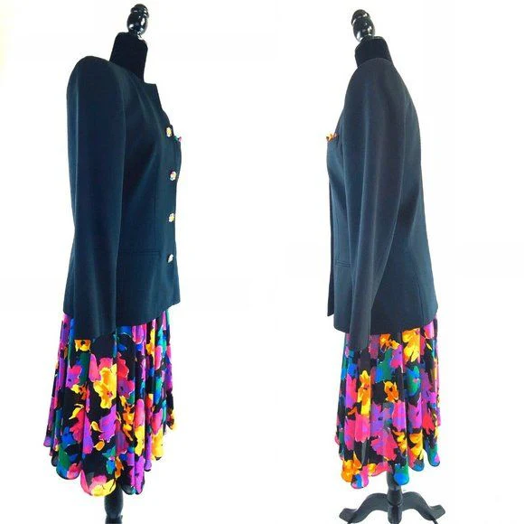 Skirt Womens 90s Vintage Sz 6 Crystal Buttons by Kasper - Image 3