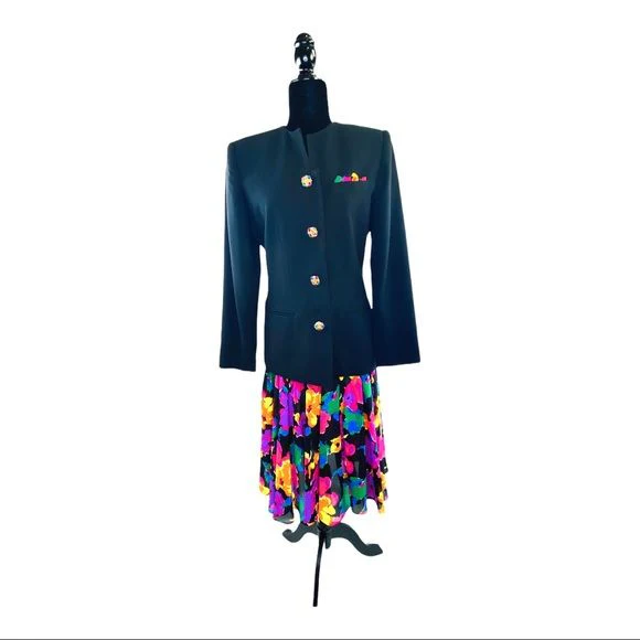 Skirt Womens 90s Vintage Sz 6 Crystal Buttons by Kasper - Image 4