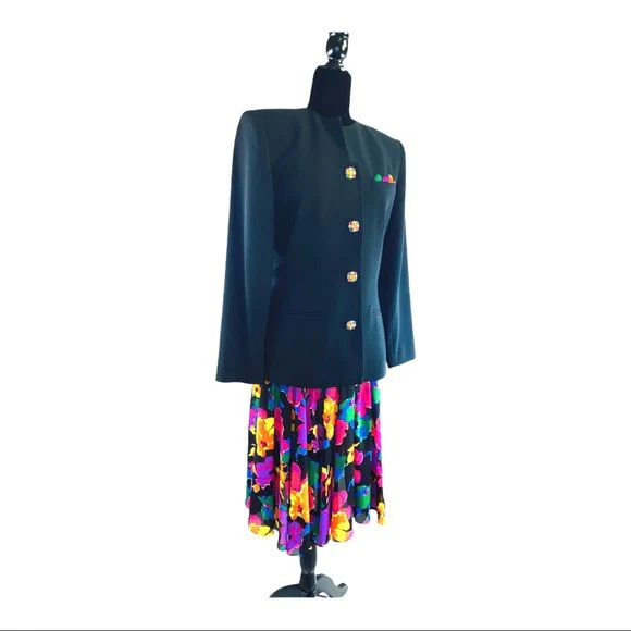 Skirt Womens 90s Vintage Sz 6 Crystal Buttons by Kasper - Image 6